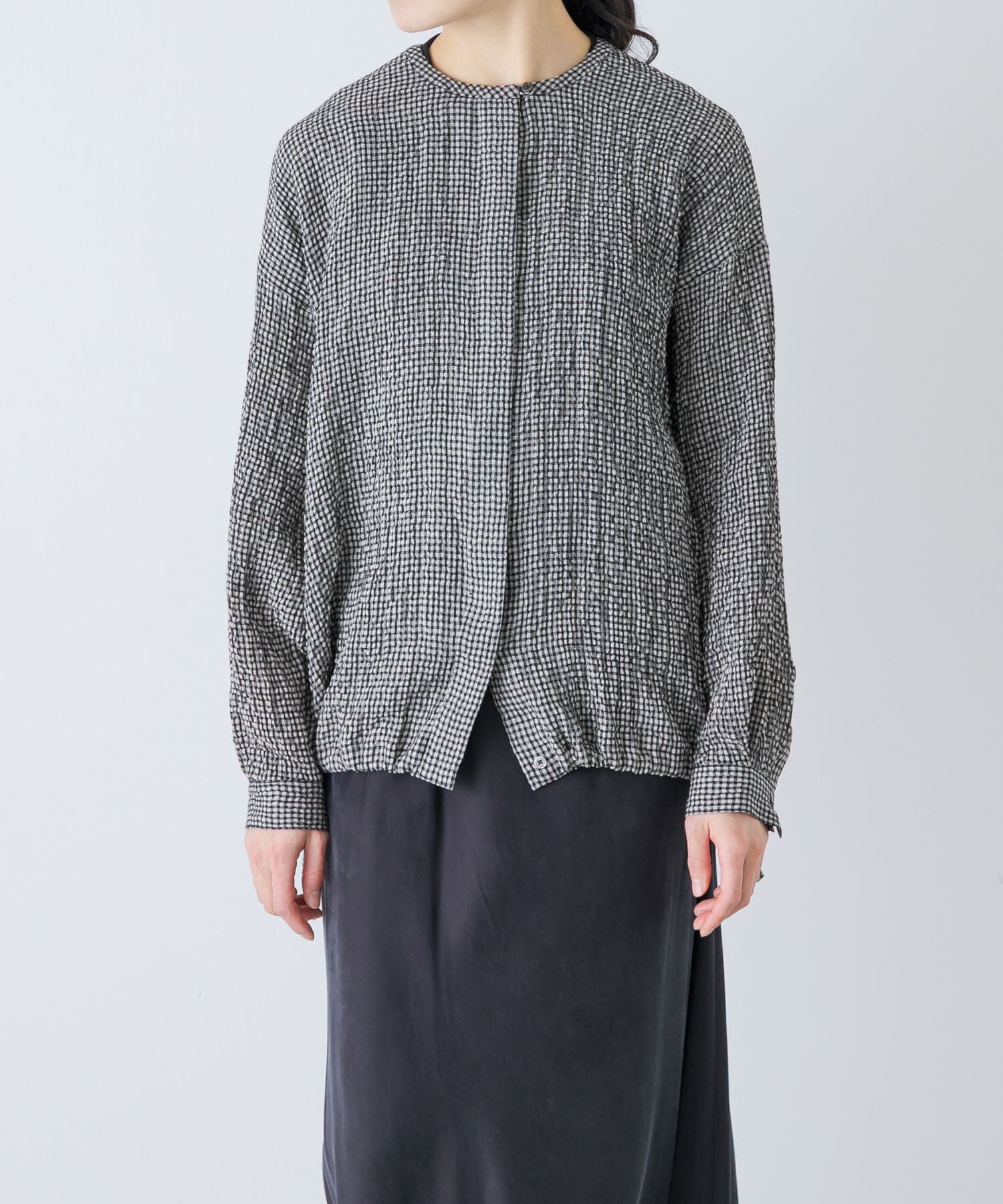 かぐれ「リネンレーヨンチェックシャツカーディガン」|シャツ・ブラウス|