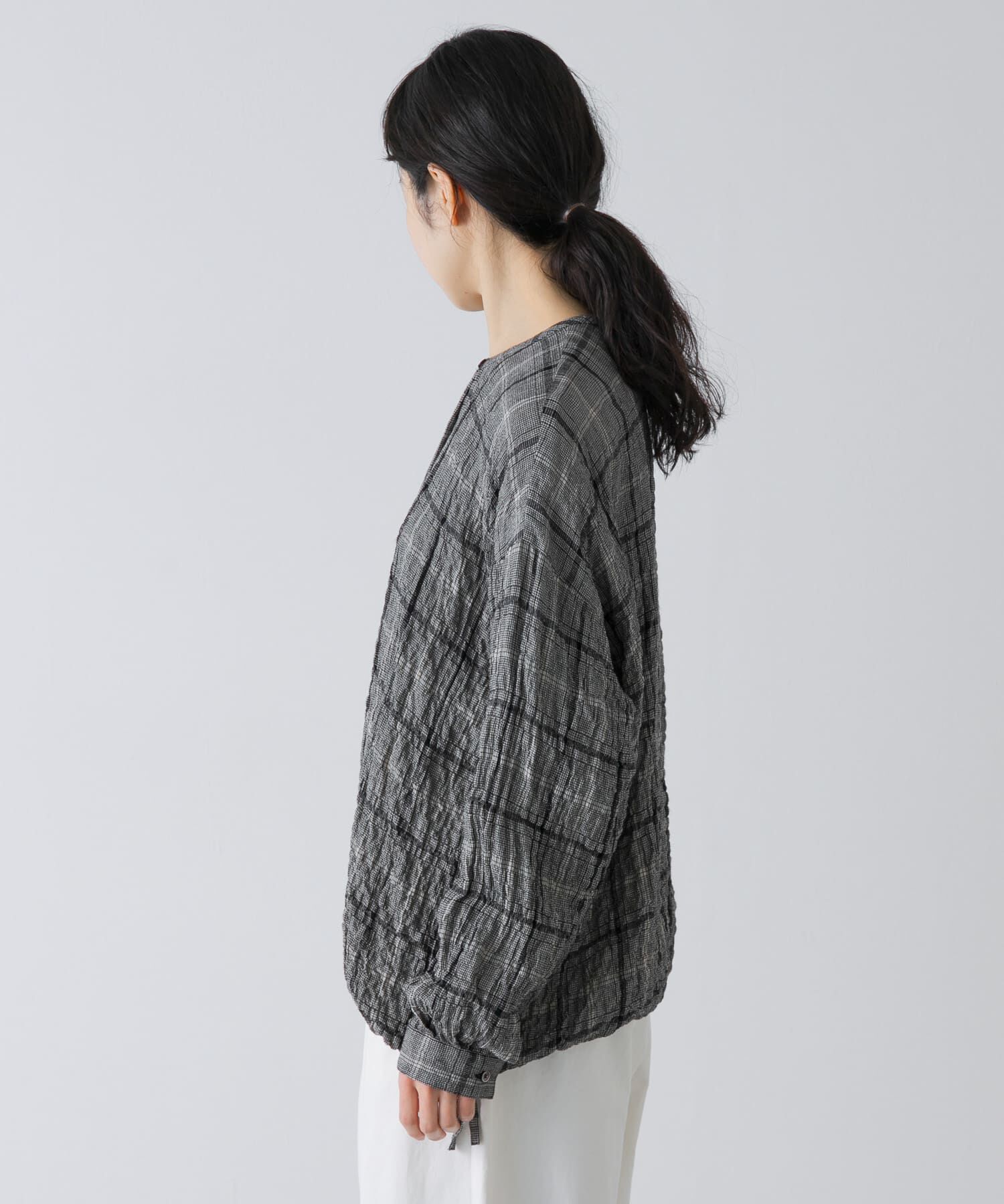 かぐれ「リネンレーヨンチェックシャツカーディガン」|シャツ・ブラウス|