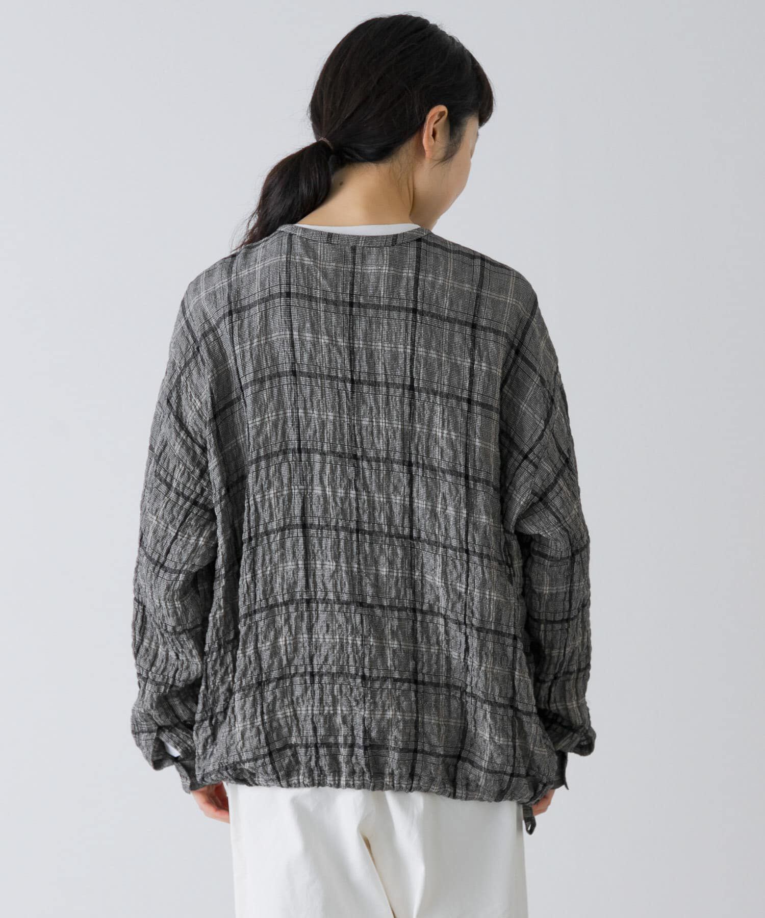 かぐれ「リネンレーヨンチェックシャツカーディガン」|シャツ・ブラウス|