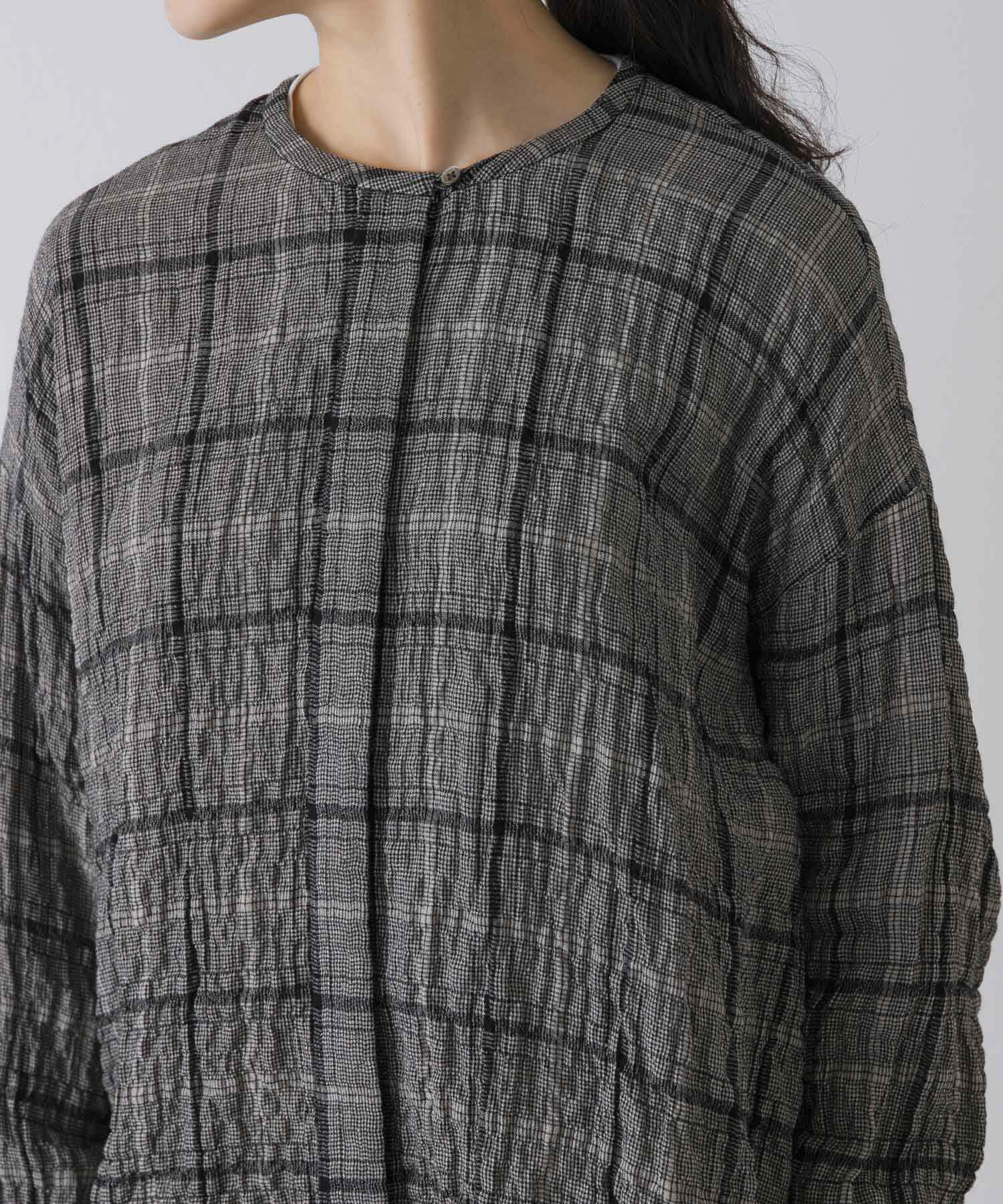 かぐれ「リネンレーヨンチェックシャツカーディガン」|シャツ・ブラウス|