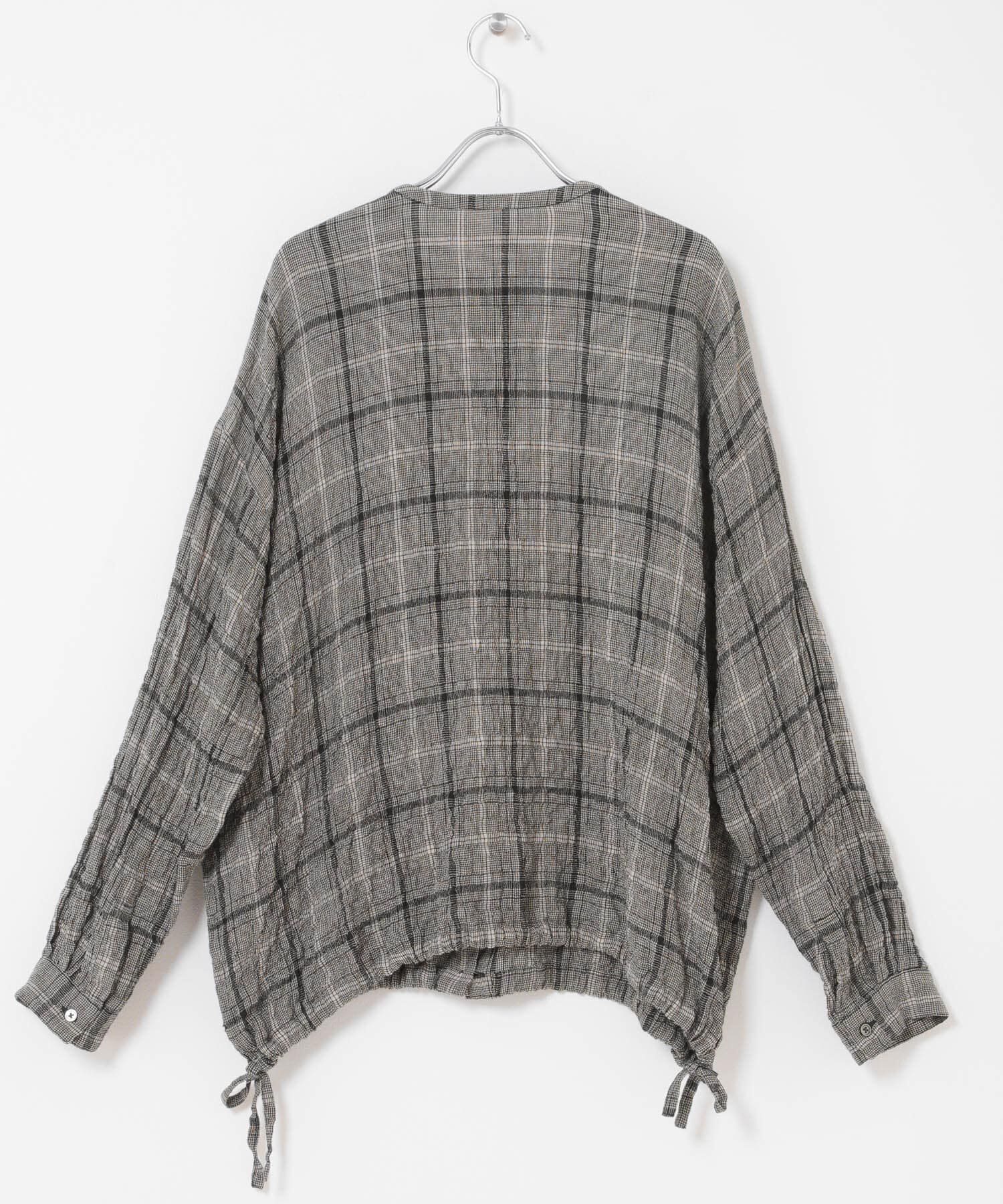 かぐれ「リネンレーヨンチェックシャツカーディガン」|シャツ・ブラウス|