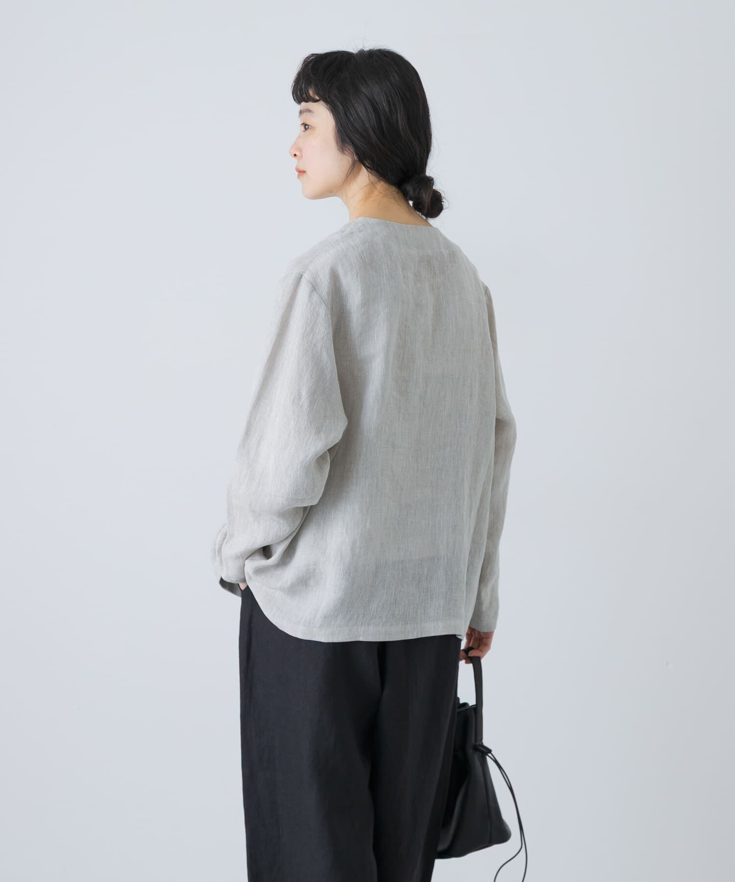 かぐれ「リネンカシュクールカーディガンジャケット」|ノーカラージャケット|