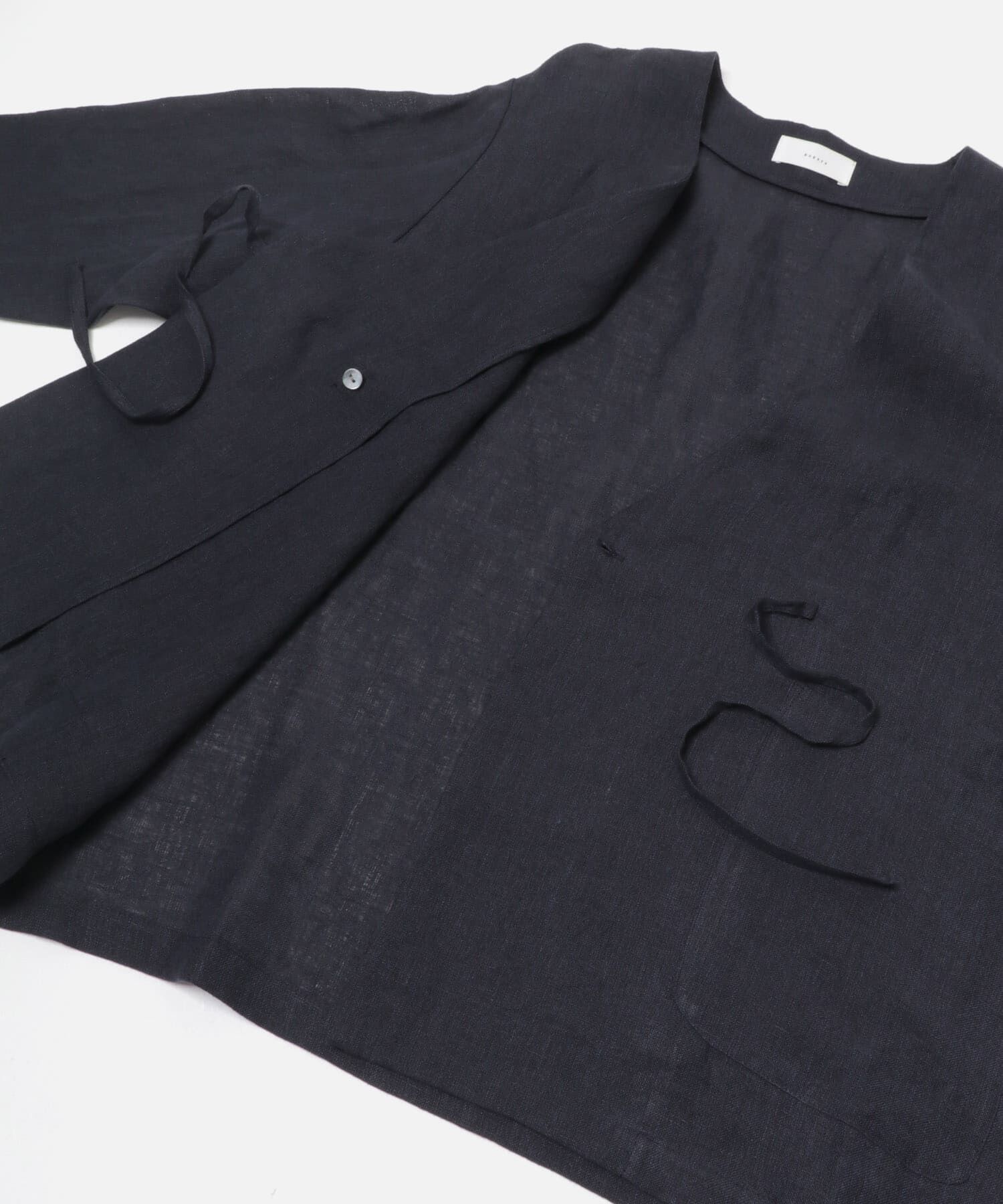 かぐれ「リネンカシュクールカーディガンジャケット」|ノーカラージャケット|