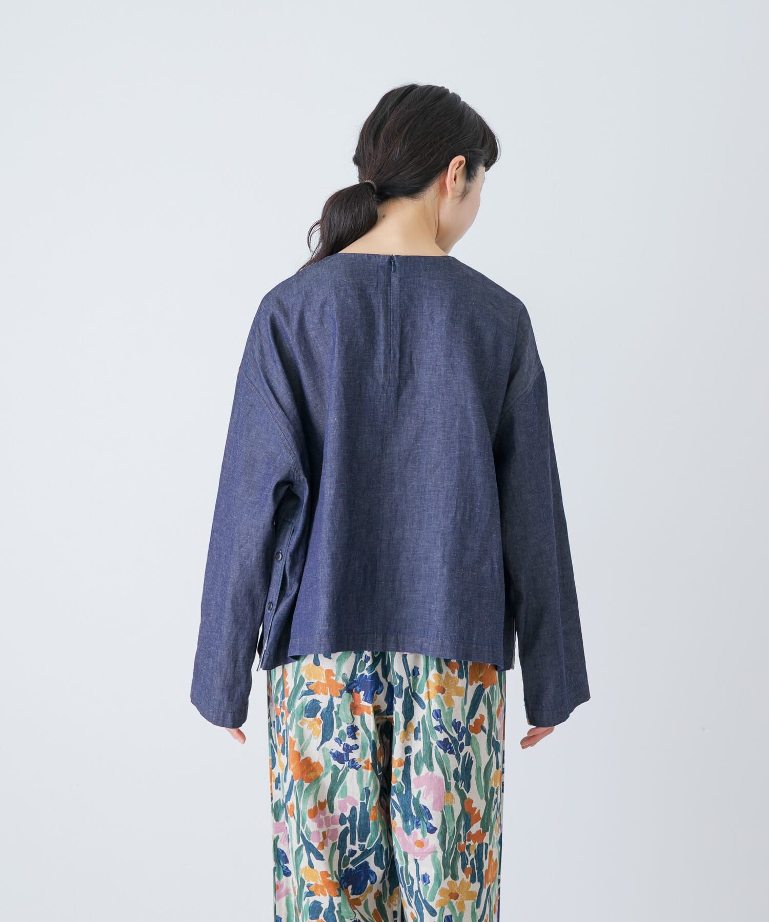 かぐれ「綿麻デニムプルオーバー」|シャツ・ブラウス|