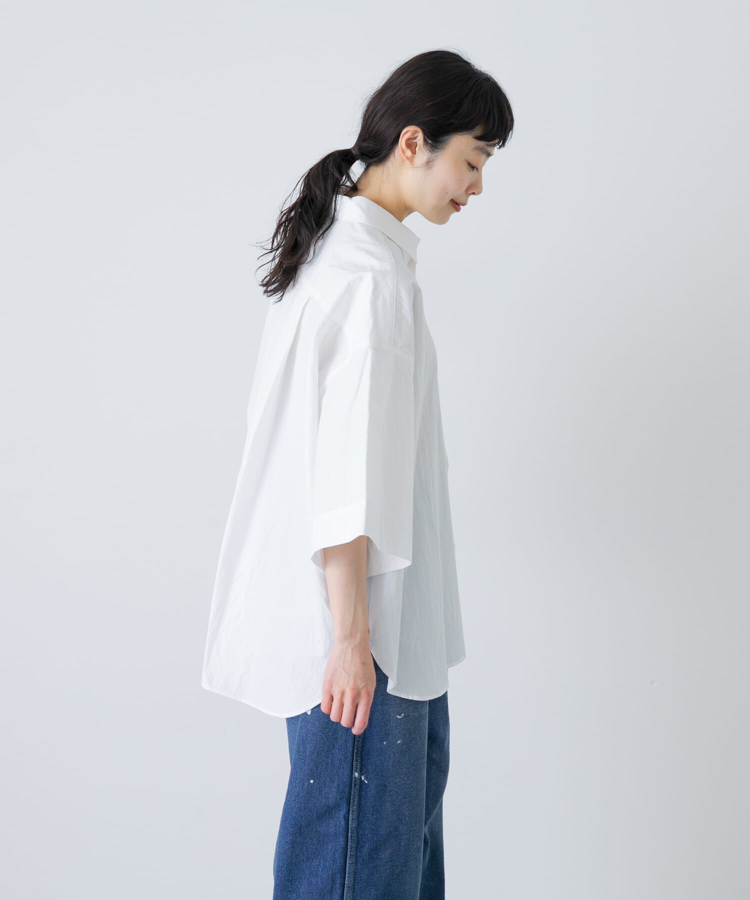 かぐれ「ワイドハーフスリーブシャツ」|シャツ・ブラウス|