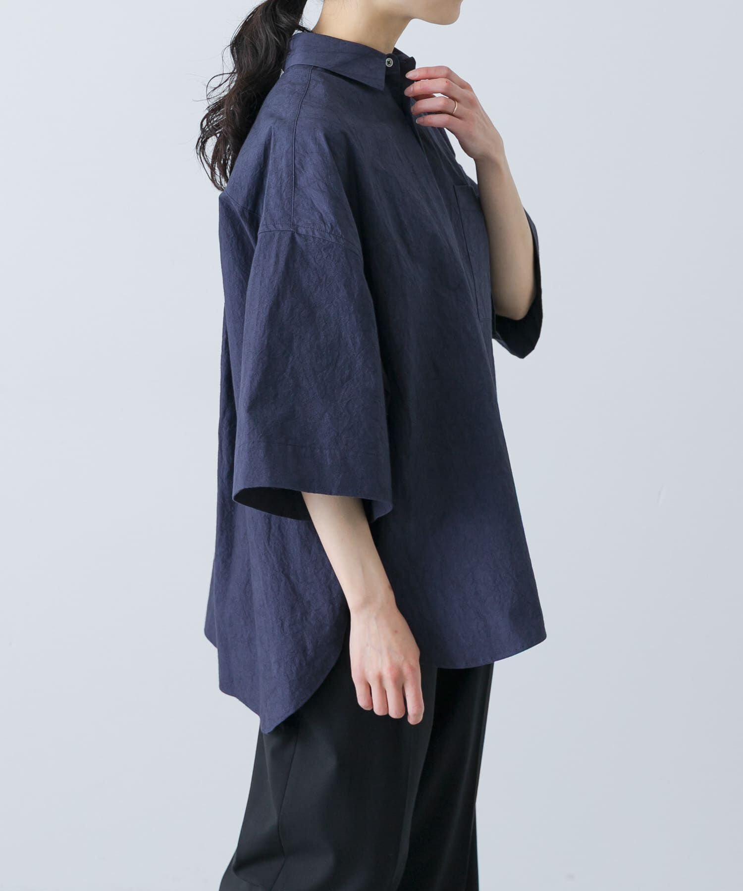 かぐれ「ワイドハーフスリーブシャツ」|シャツ・ブラウス|