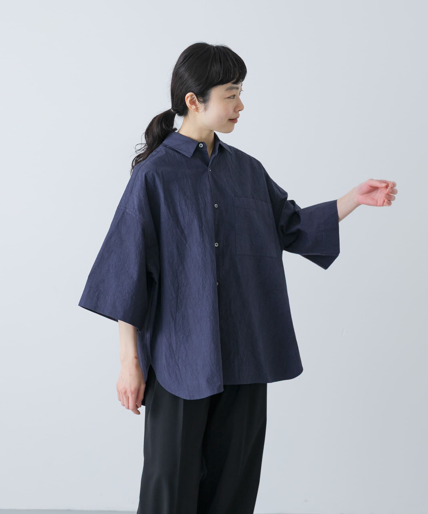 かぐれ「ワイドハーフスリーブシャツ」|シャツ・ブラウス|