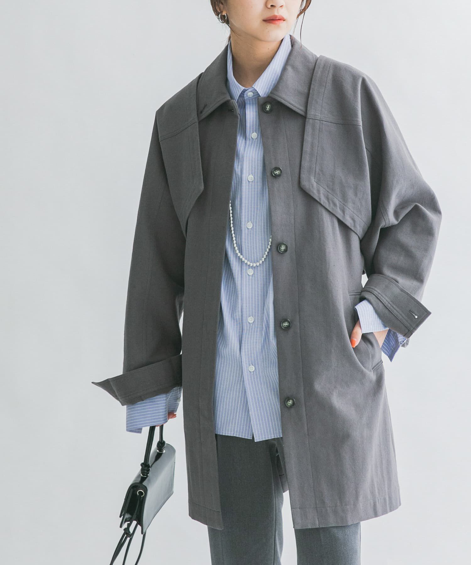  「3WAYミドルコート」|ノーカラーコート|