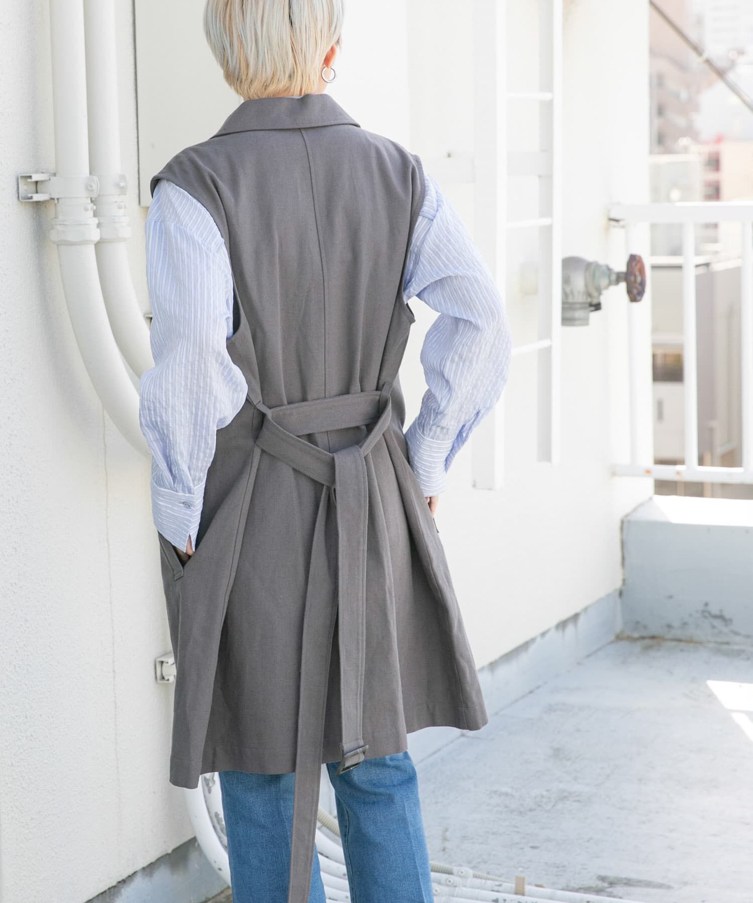  「3WAYミドルコート」|ノーカラーコート|