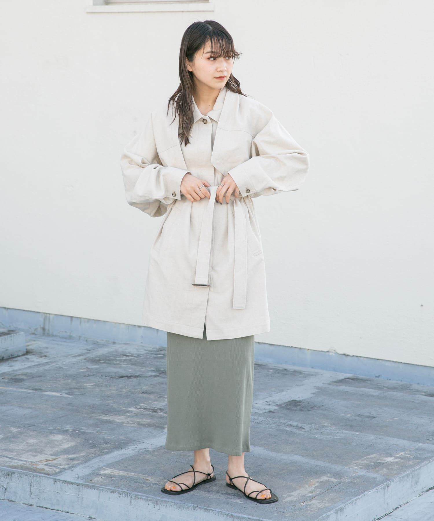  「3WAYミドルコート」|ノーカラーコート|