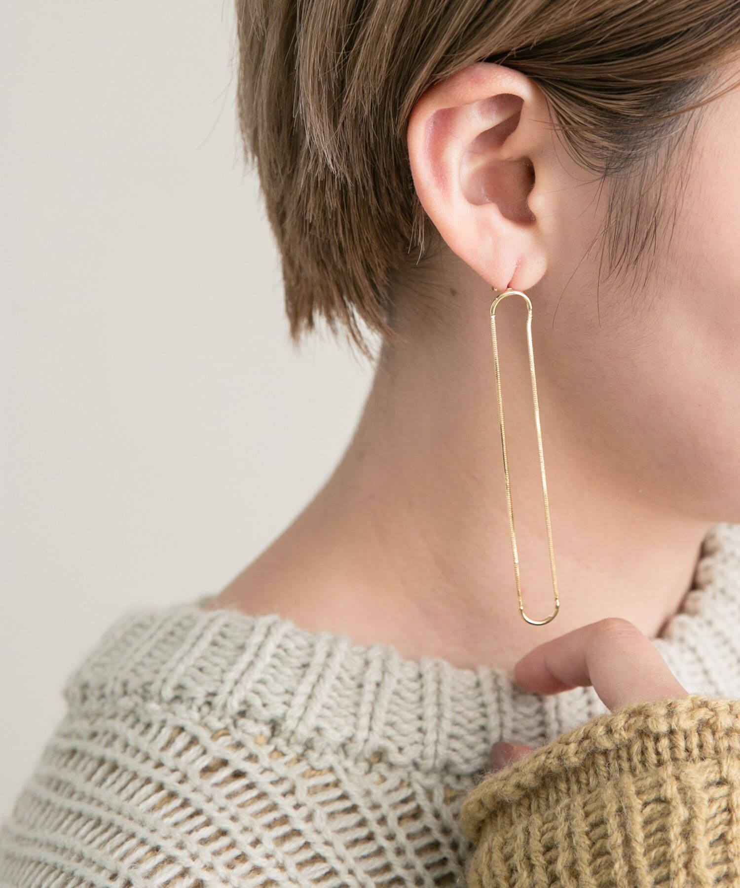  「ロングオーバルチェーンピアス」|ピアス|