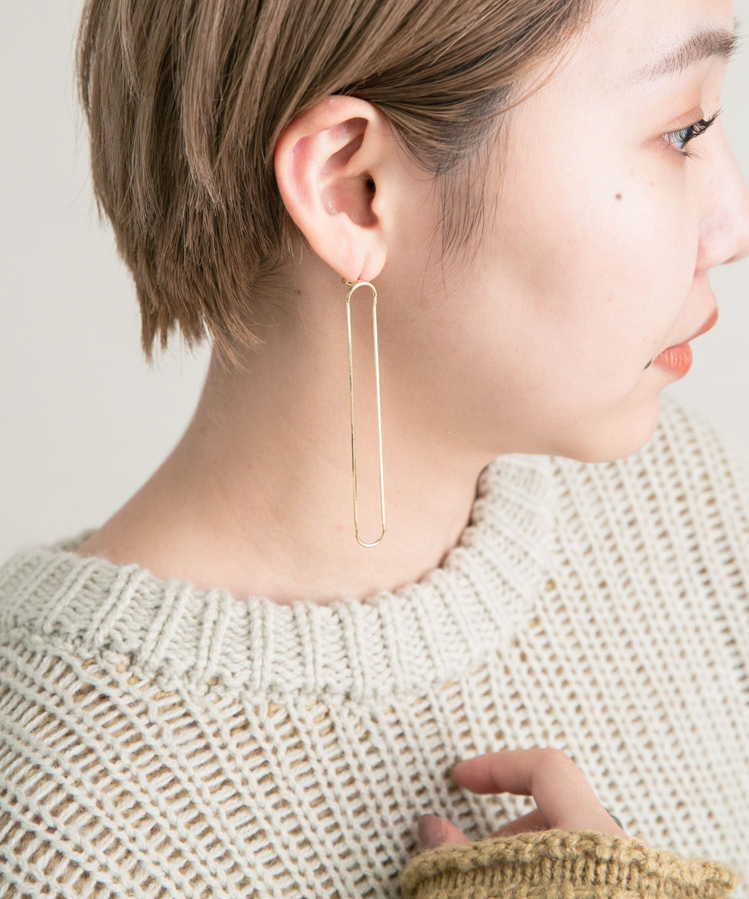  「ロングオーバルチェーンピアス」|ピアス|