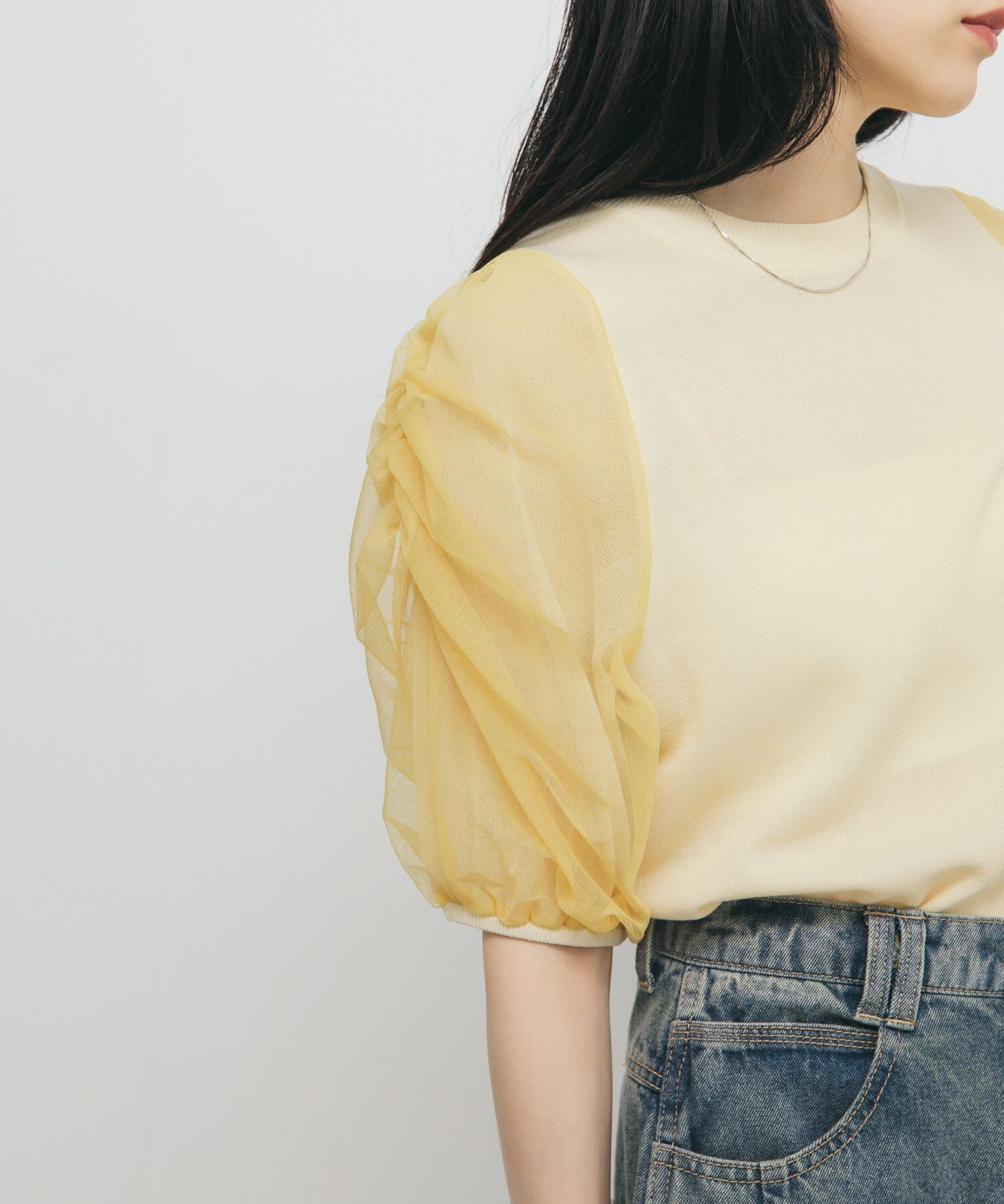  「チュールスリーブニット」|ニット・セーター|