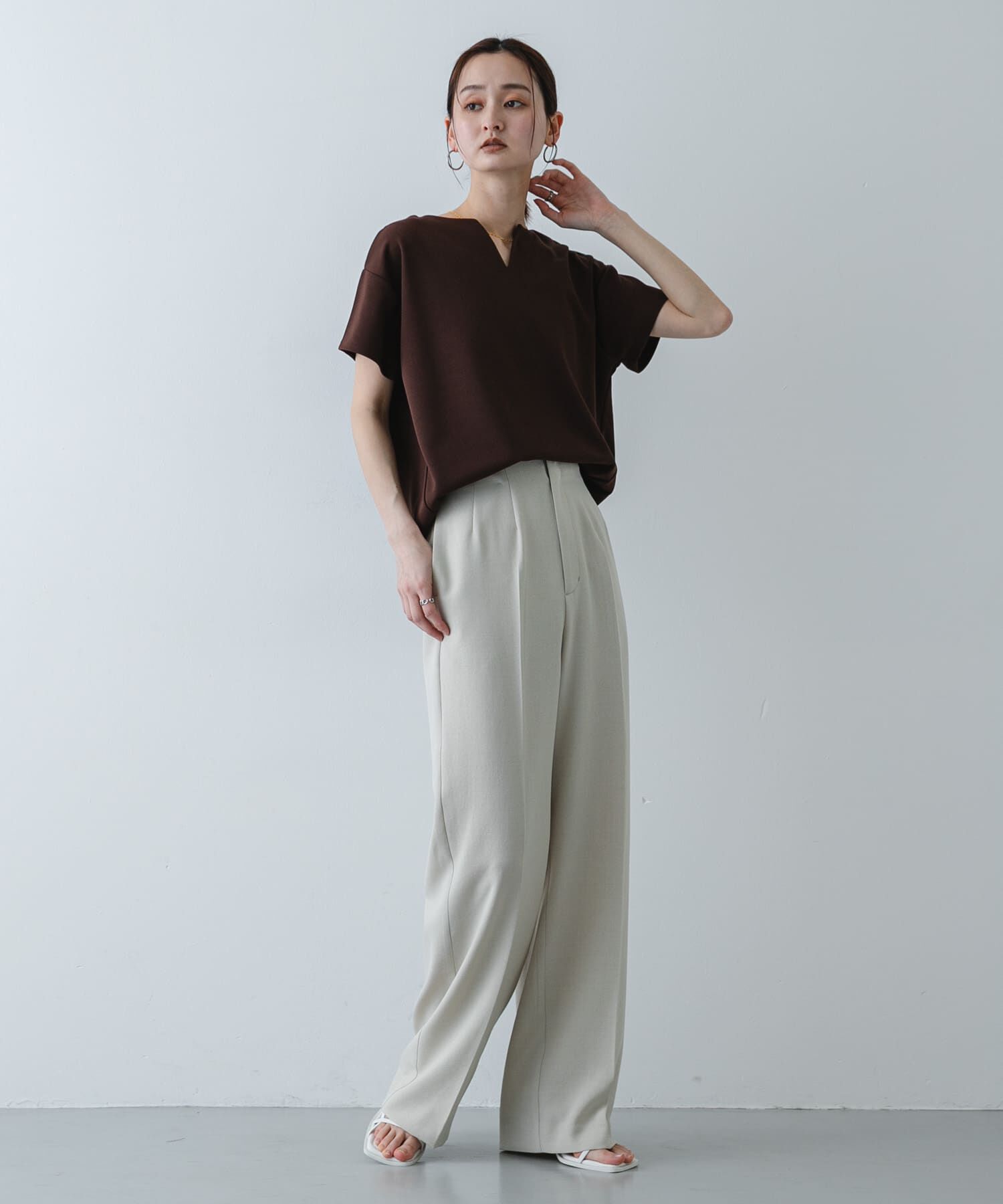 SENSE OF PLACE by URBAN RESEARCH「キーネックミラノリブTシャツ」|Tシャツ・カットソー|