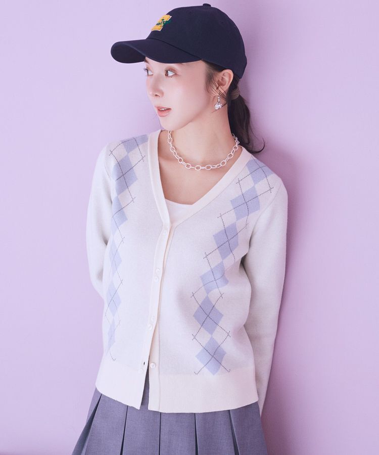 earth music&ecology「アーガイルニットカーディガン」|カーディガン|