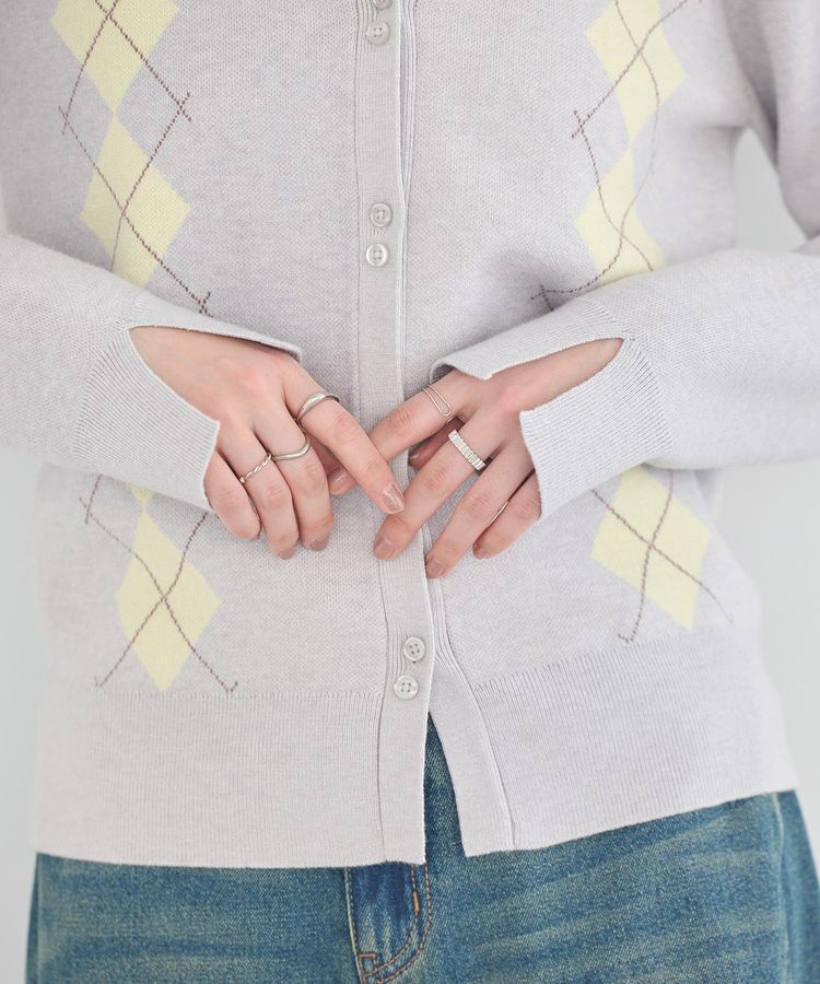 earth music&ecology「アーガイルニットカーディガン」|カーディガン|