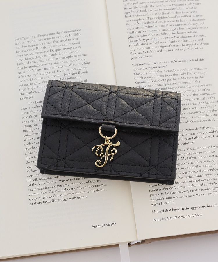 Maison de FLEUR「キルティングカードケース」|財布|ブラック