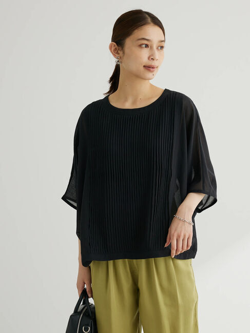  「・furry rate ピンタックボイルブラウス」|シャツ・ブラウス|ブラック