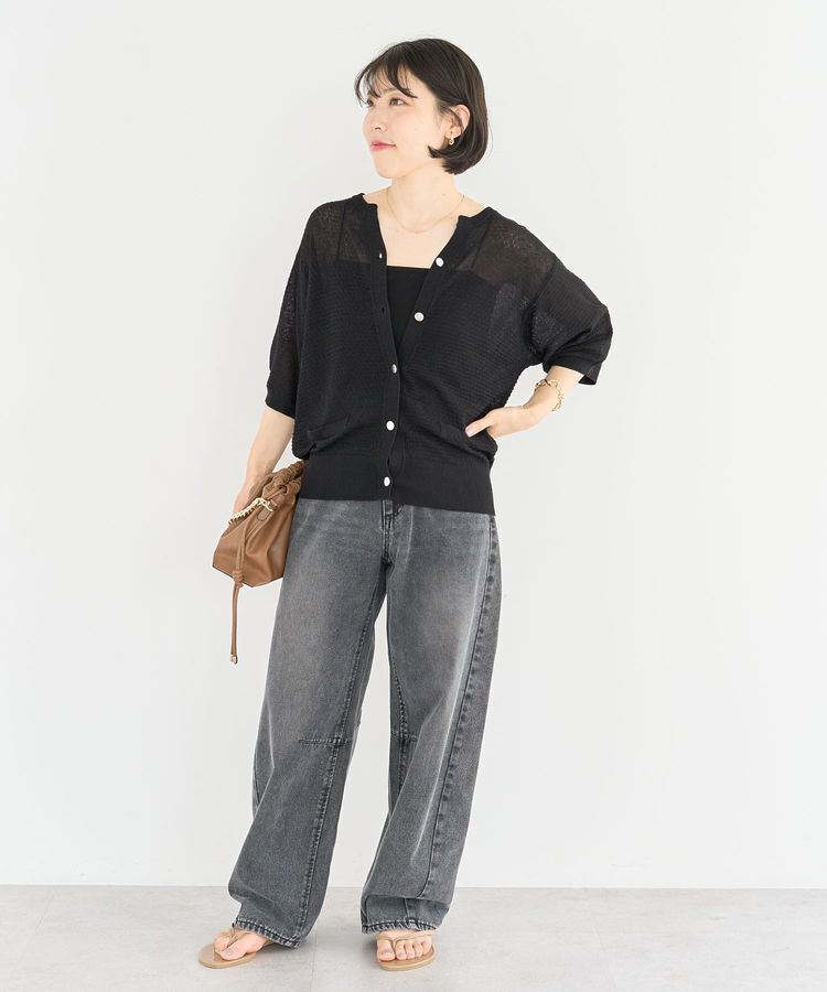 Green Parks「スキッパー半袖ニットカーディガン」|カーディガン|