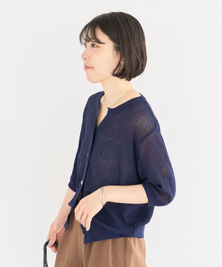 Green Parks「スキッパー半袖ニットカーディガン」|カーディガン|