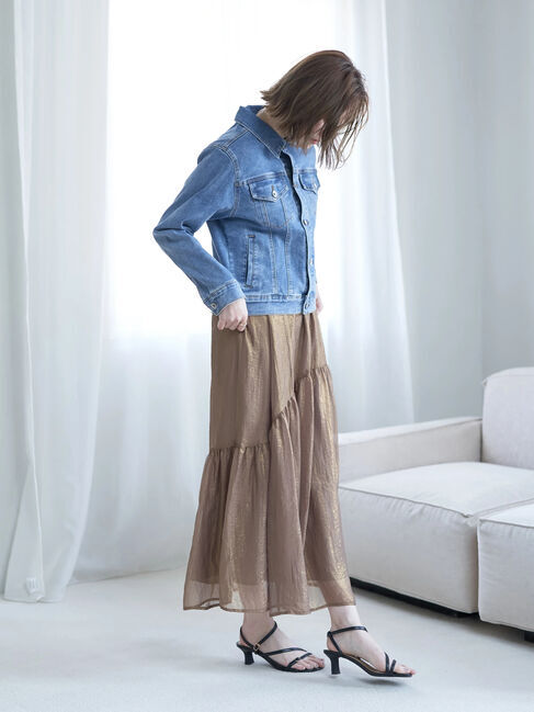 YECCA VECCA「箔プリントシアーギャザースカート」|スカート|