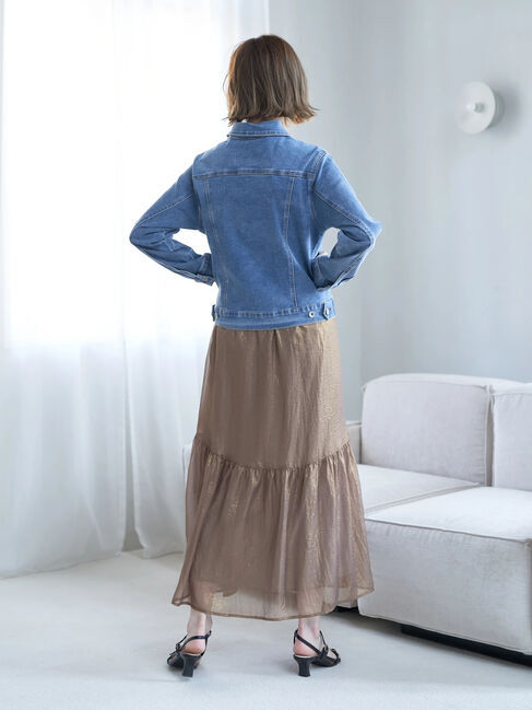 YECCA VECCA「箔プリントシアーギャザースカート」|スカート|