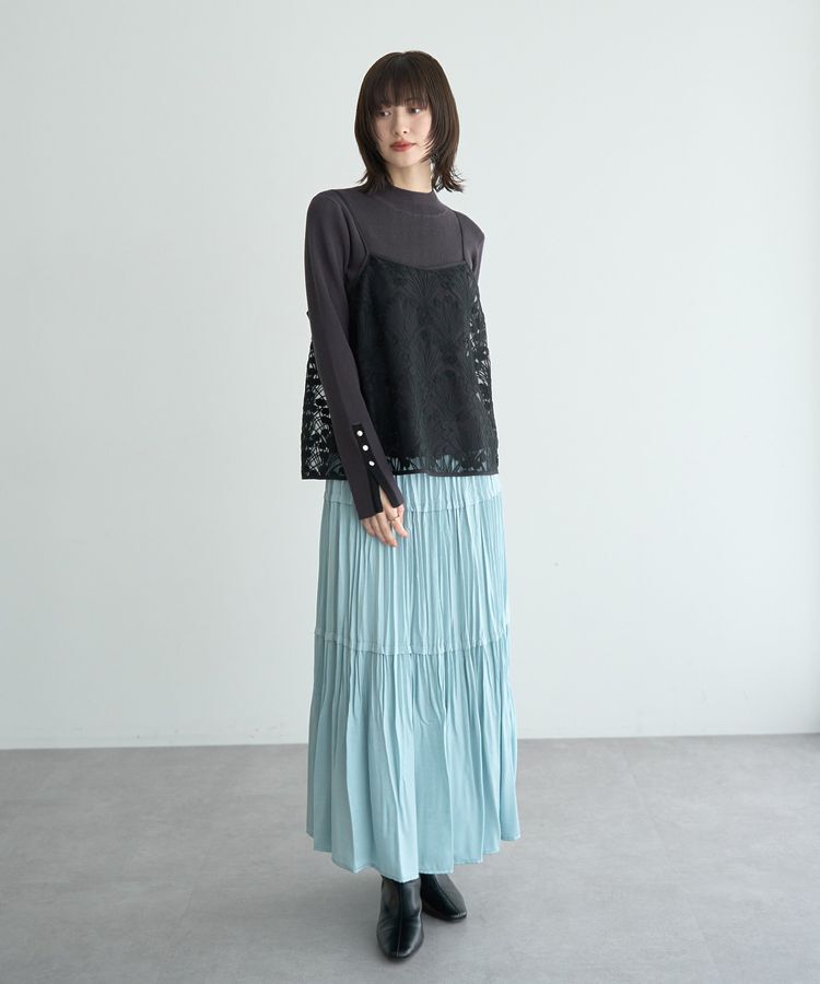 YECCA VECCA「ランダムプリーツサテンマーメイドスカート」|スカート|