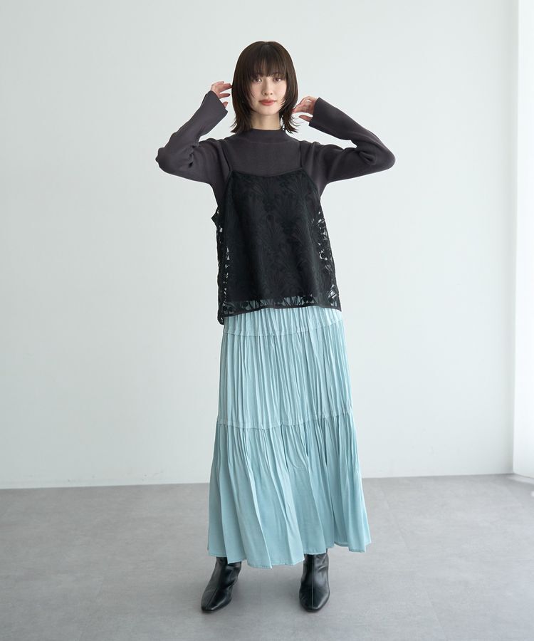 YECCA VECCA「ランダムプリーツサテンマーメイドスカート」|スカート|