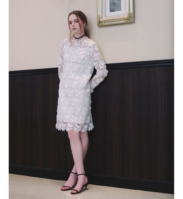 LOULOU WILLOUGHBY「【LOULOU WILLOUGHBY】ケミカルフラワーレースワンピース」|ワンピース|オフホワイト