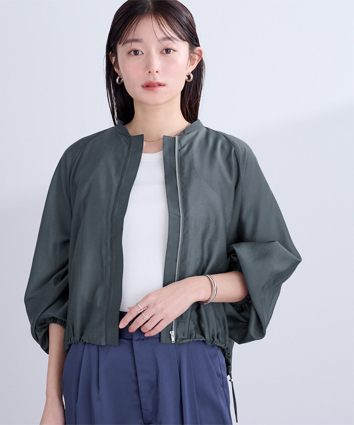 ur's「ドローストリングシアーブルゾン」|ブルゾン・スタジャン|チャコール