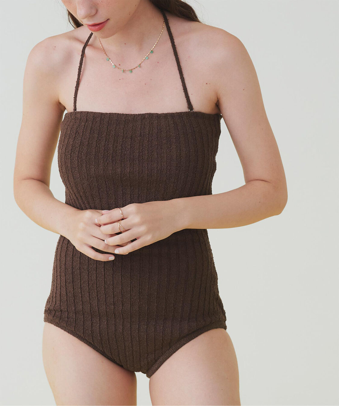 SEA DRESS「太リブニットデザインワンピース/水着」|ビキニ|