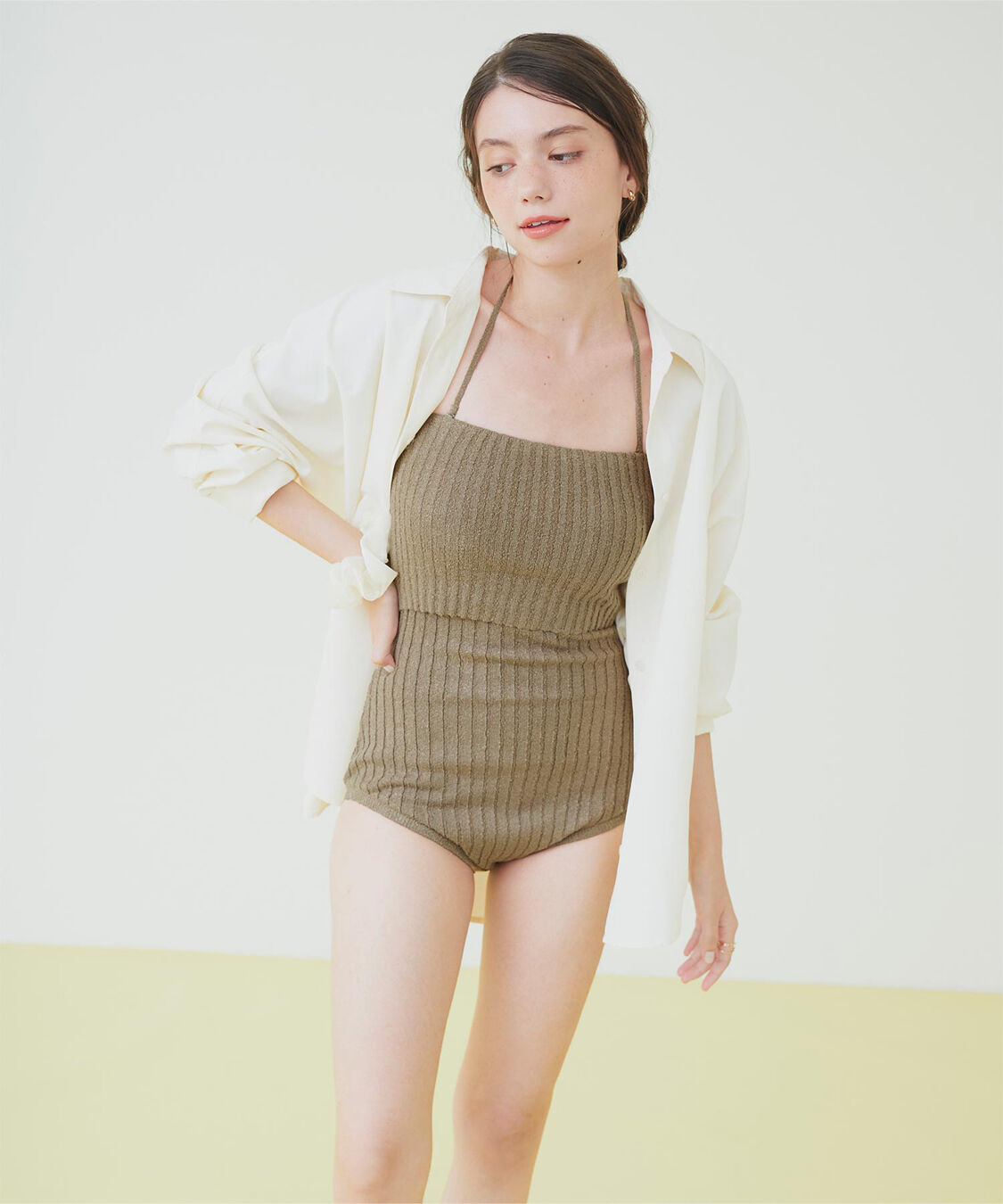 SEA DRESS「太リブニットデザインワンピース/水着」|ビキニ|