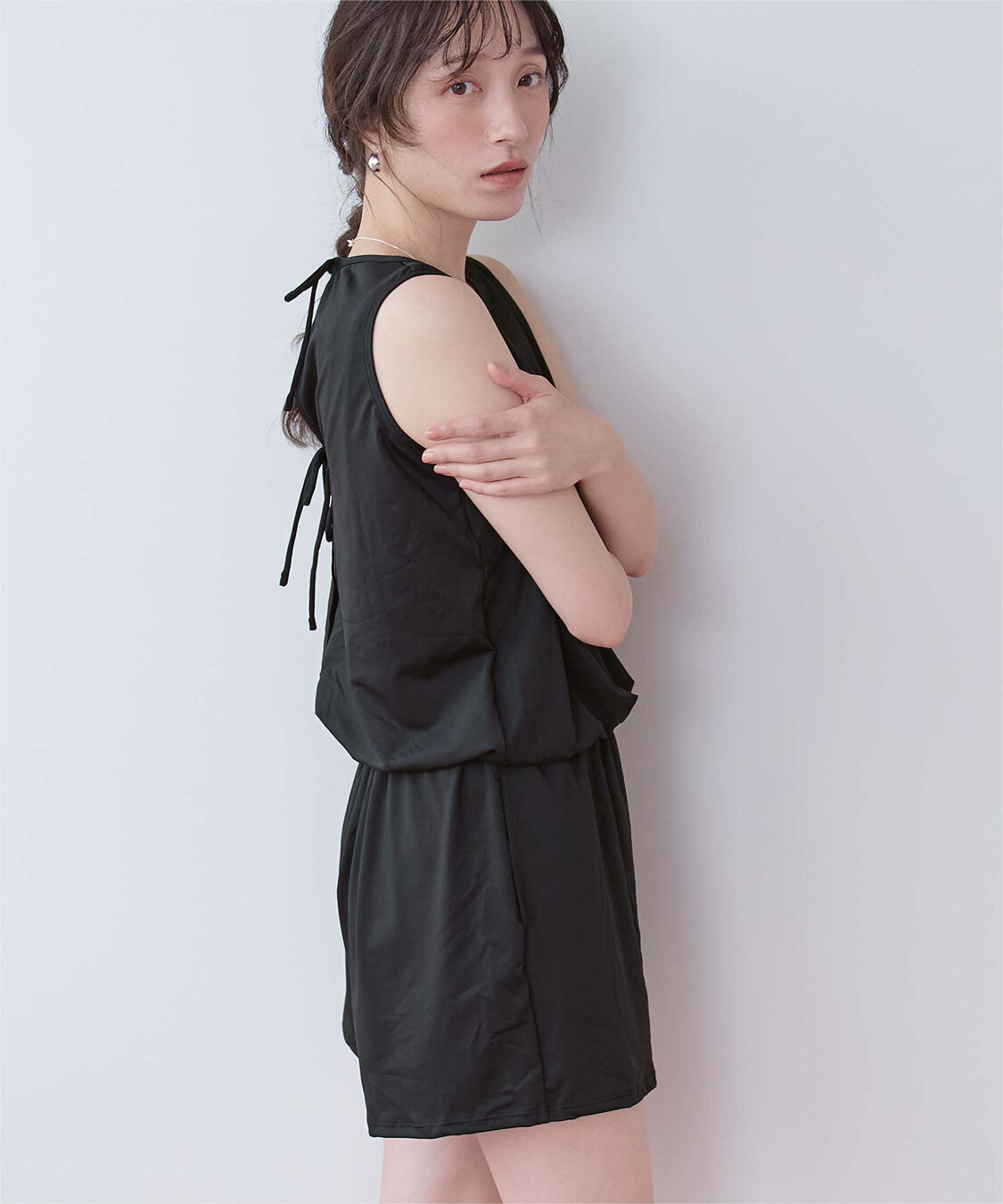 SEA DRESS「ﾊﾞｯｸﾘﾎﾞﾝﾉｰｽﾘｰﾌﾞｵｰﾙｲﾝﾜﾝ/水着」|コンビネゾン|