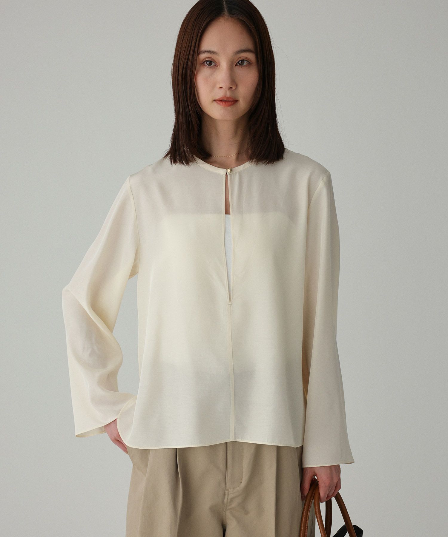 BABYLONE「ｱｾﾃｰﾄｼﾙｷｰBL」|シャツ・ブラウス|