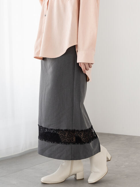 Te chichi TERRASSE「レース切替スカート」|スカート|チャコールグレー