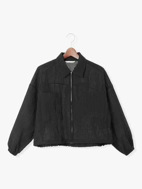 Te chichi TERRASSE「シアーチェックジップブルゾン」|ブルゾン・スタジャン|ブラック