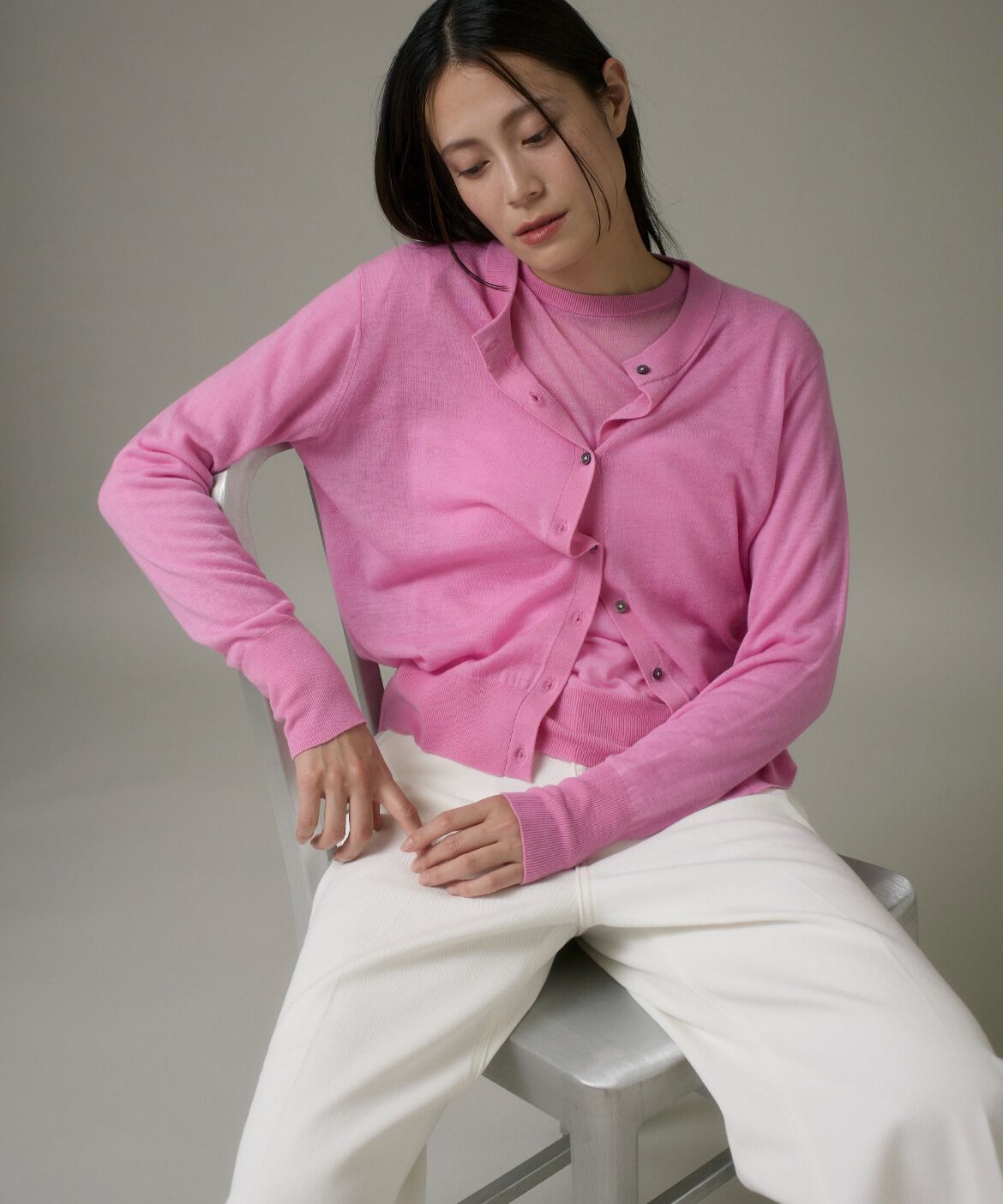 DAY by DAY it&rsquo;s international「クルーネックニットカーディガン《Melty air wool》」|カーディガン|ピンク1