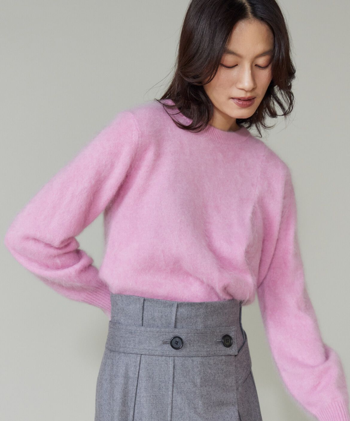 la veille by SUPERIOR CLOSET「《大きいサイズ》カシミヤタックプルオーバー」|ニット・セーター|ピンク1