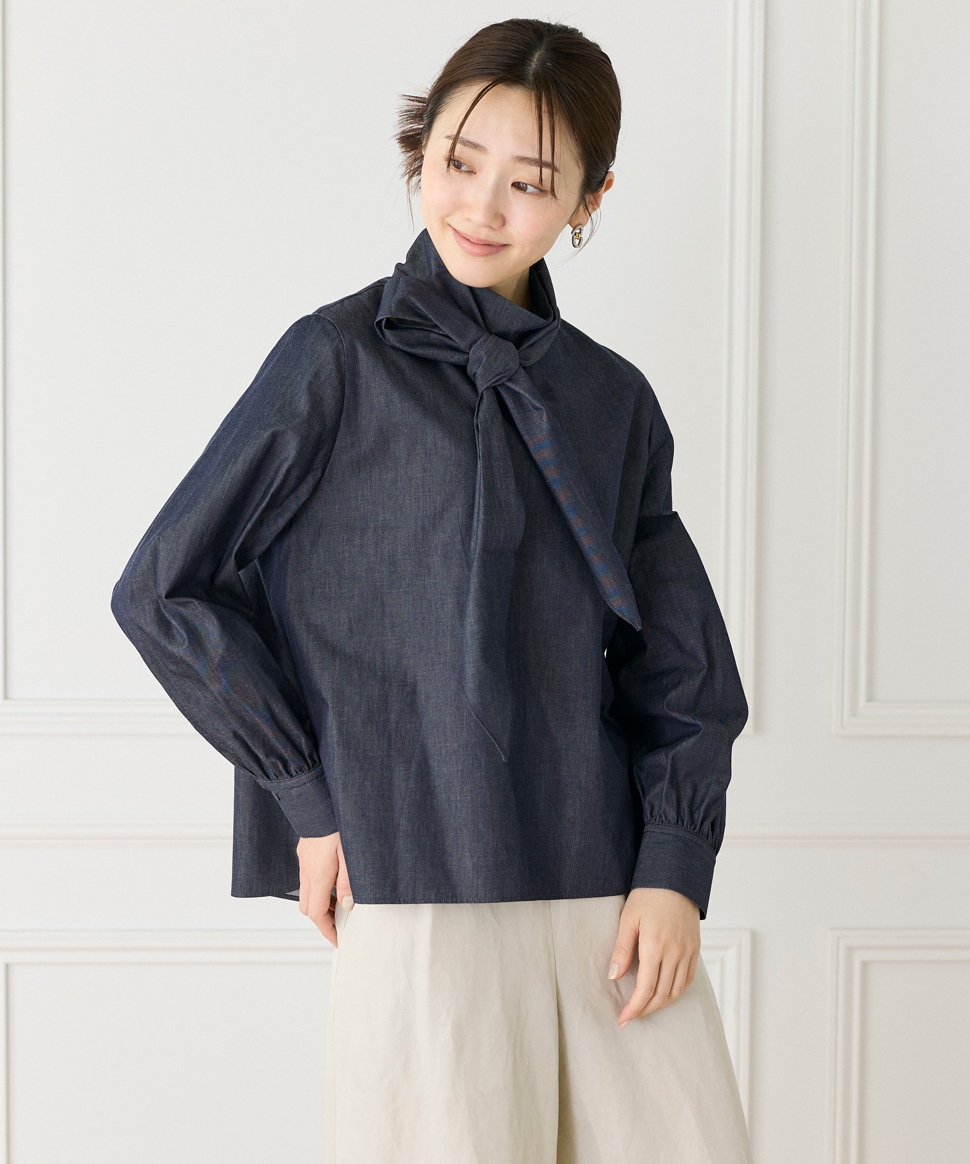 Le Souk「《大きいサイズ》ハイネックボウタイ付きブラウス　」|シャツ・ブラウス|