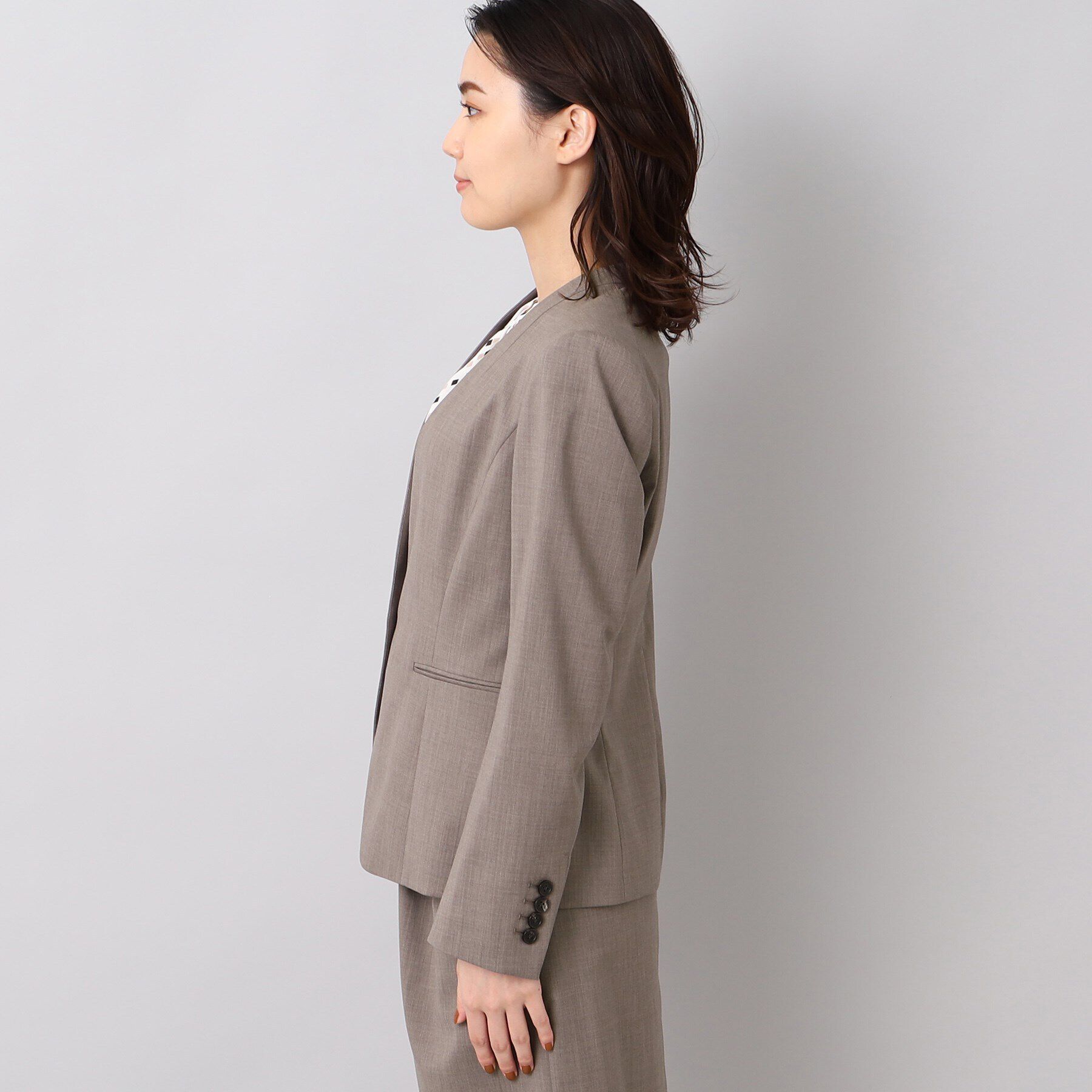 UNTITLED「ファインウーステッド カラーレスジャケット」|ノーカラージャケット|