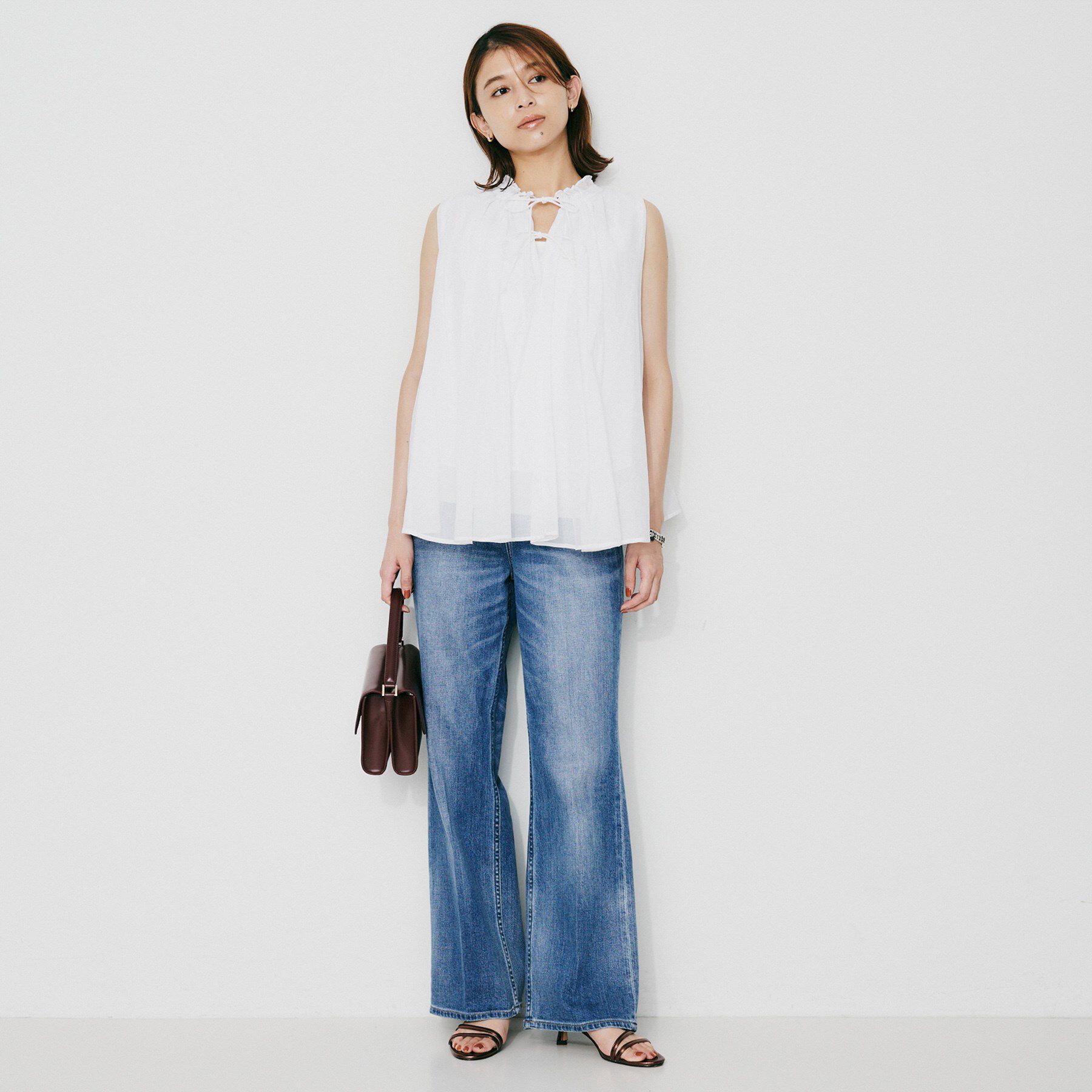 UNTITLED「【MARILYN MOON】シアースターチドコットンギャザーブラウス」|シャツ・ブラウス|