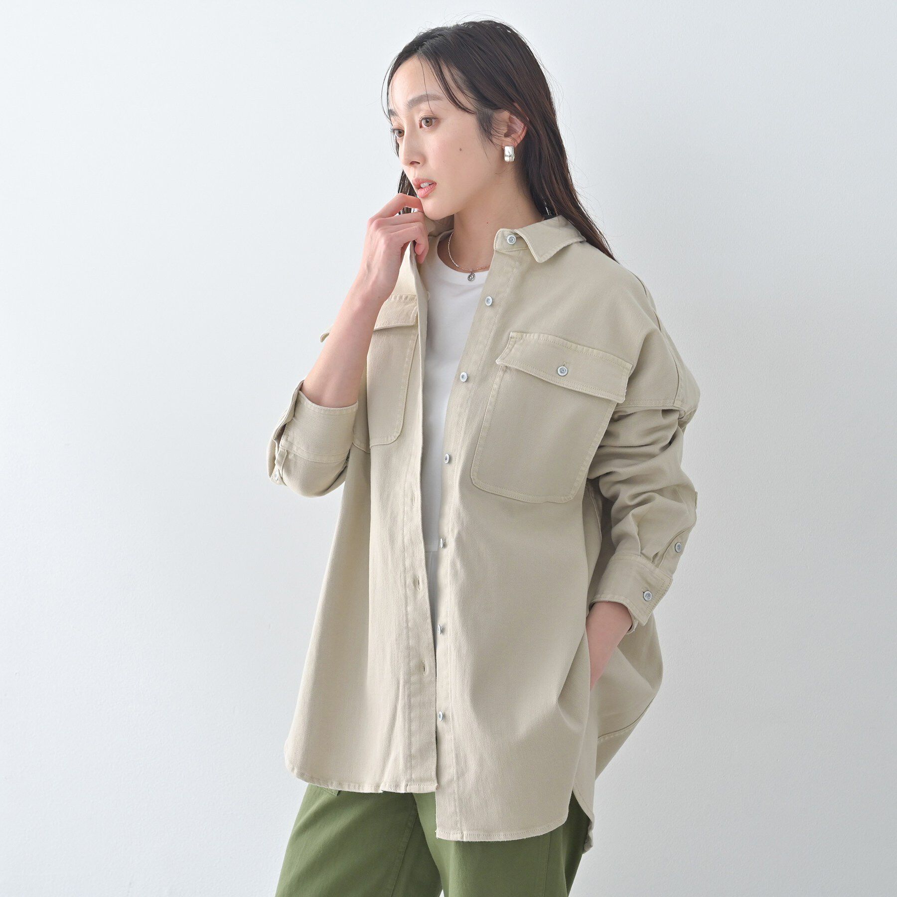 UNTITLED「【Healthy DENIM】Almond（アーモンド）ビッグシャツ」|シャツ・ブラウス|ベージュ(052)