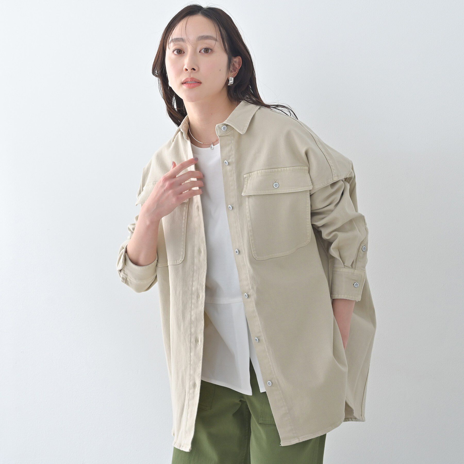 UNTITLED「【Healthy DENIM】Almond（アーモンド）ビッグシャツ」|シャツ・ブラウス|