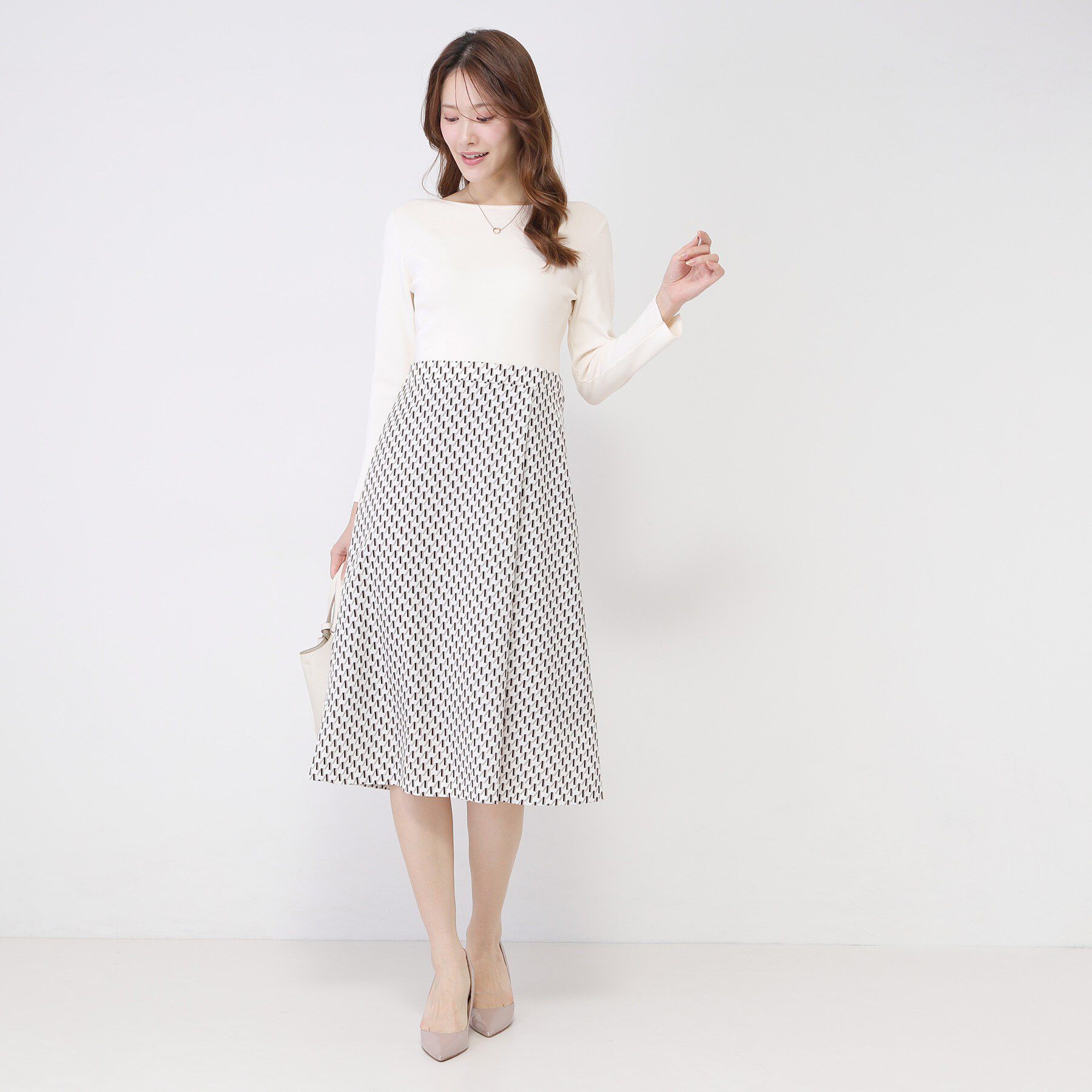 COUP DE CHANCE「【手洗い可】異素材ドッキングワンピース」|ワンピース|