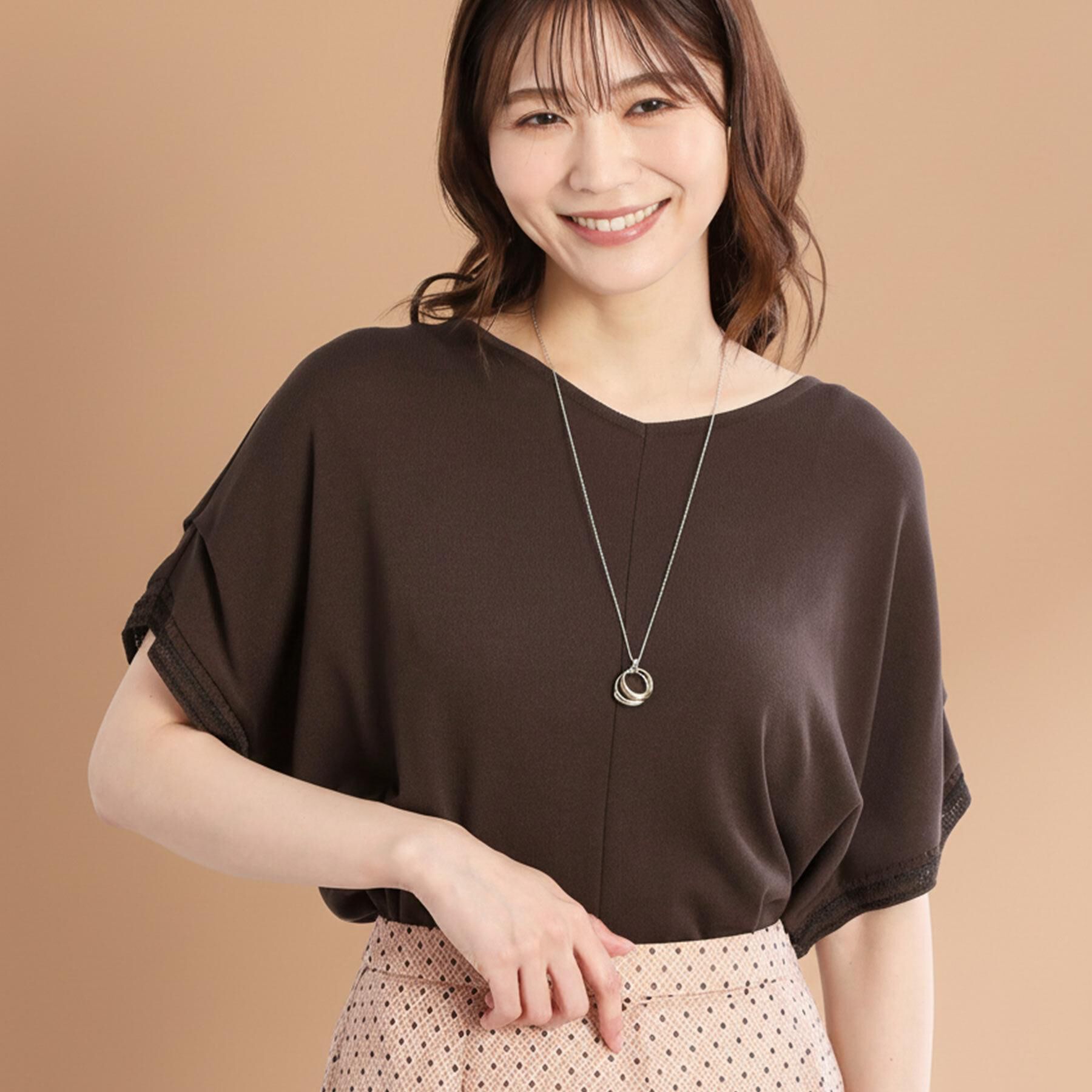 Reflect「【選べる7色◎／手洗い可／二の腕カバー】半袖ニット」|ニット・セーター|ブラウン(044)