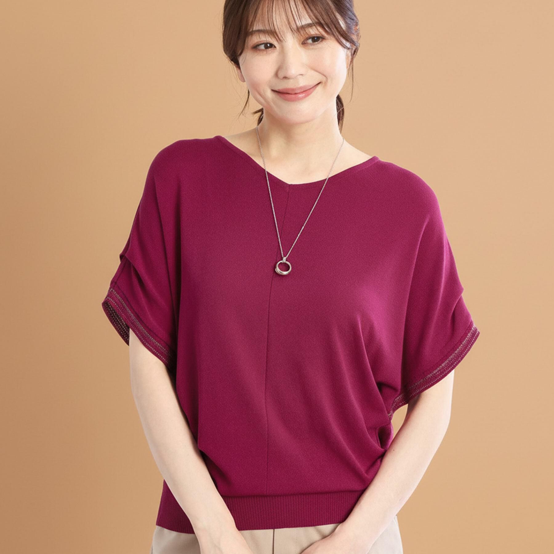 Reflect「【選べる7色◎／手洗い可／二の腕カバー】半袖ニット」|ニット・セーター|ピンク(074)