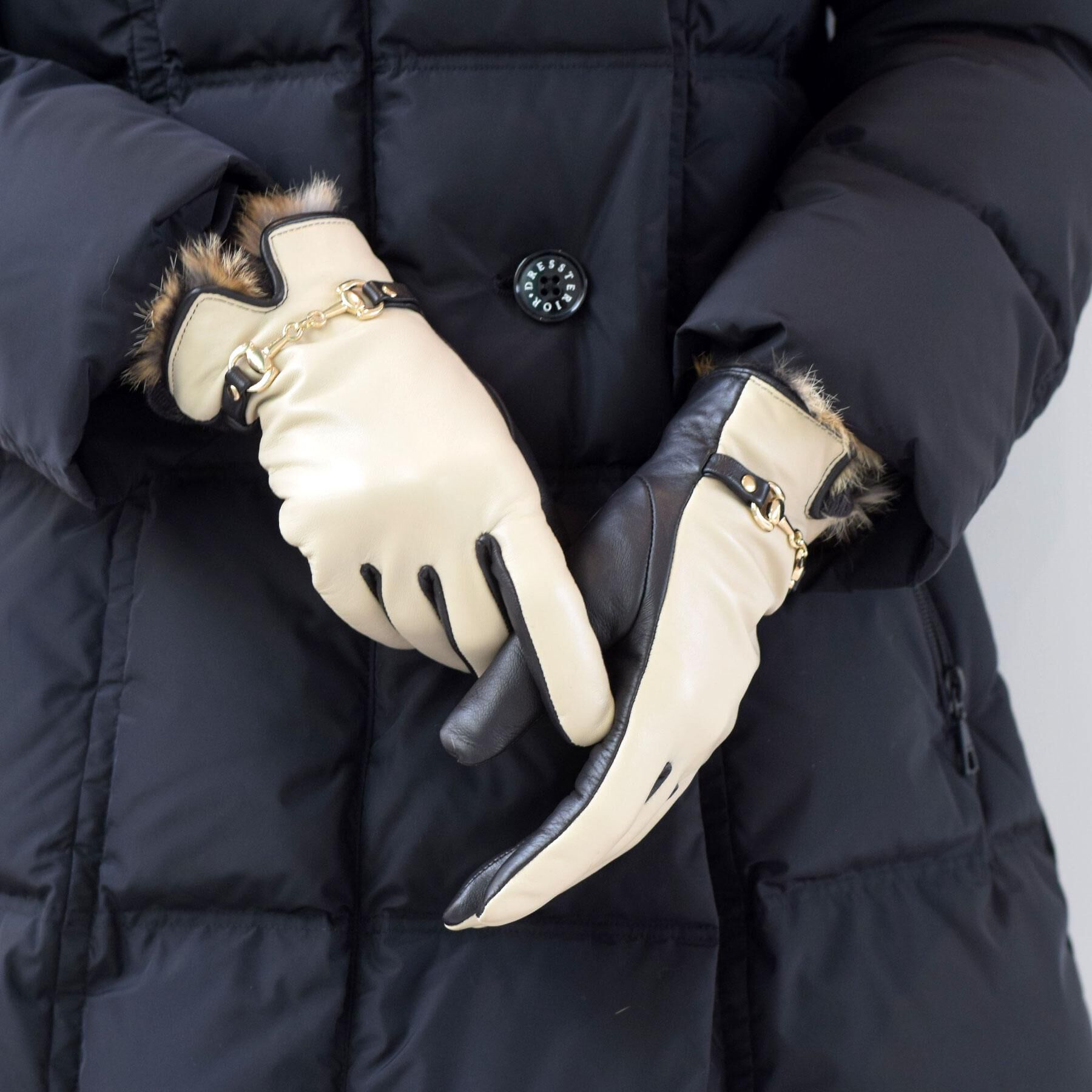 DRESSTERIOR「【スマホ対応】ラビットファースマートフォングローブ」|手袋|アイボリー(004)