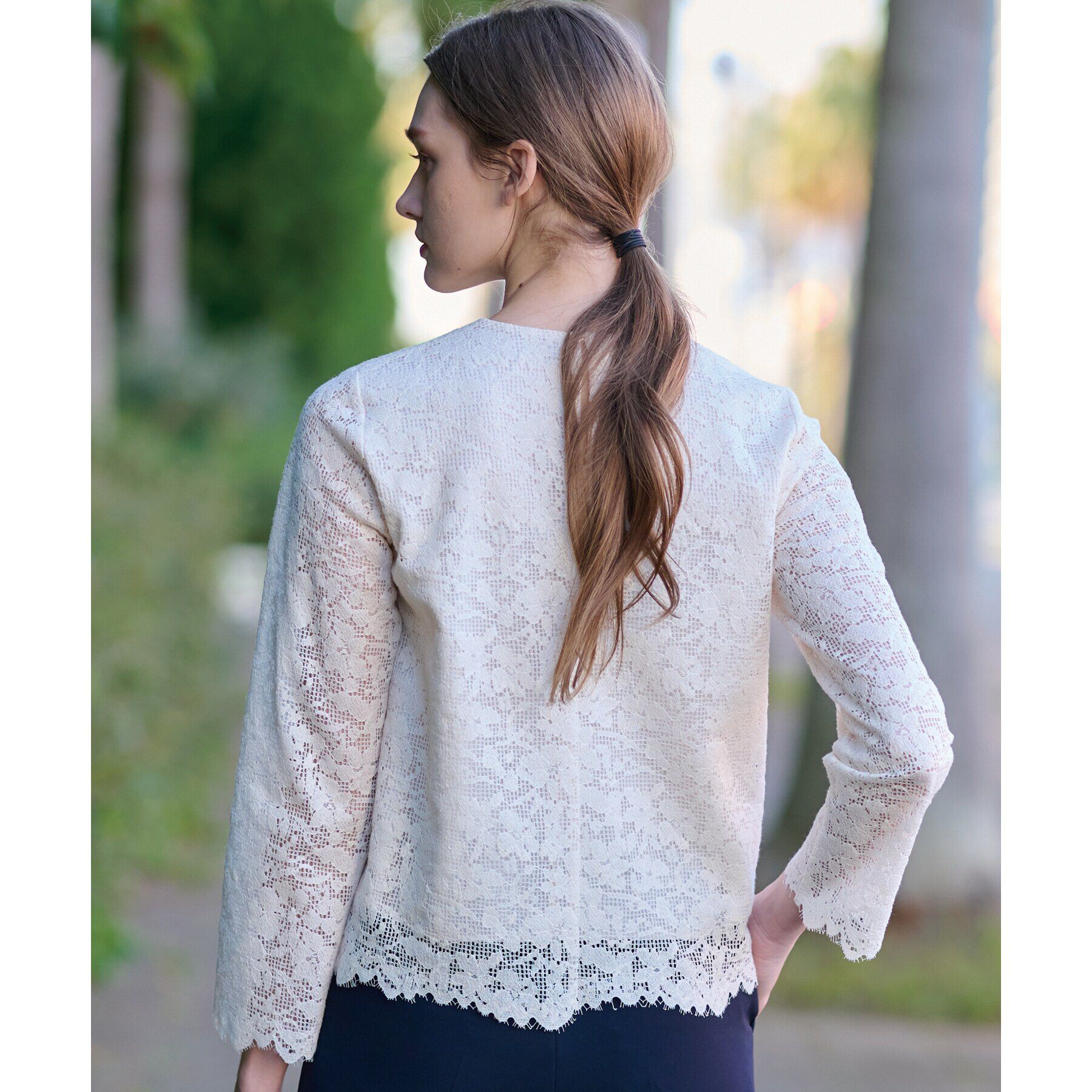 DRESSTERIOR「【通勤/セレモニー/洗える】オーガニックコットンレースブラウス」|シャツ・ブラウス|