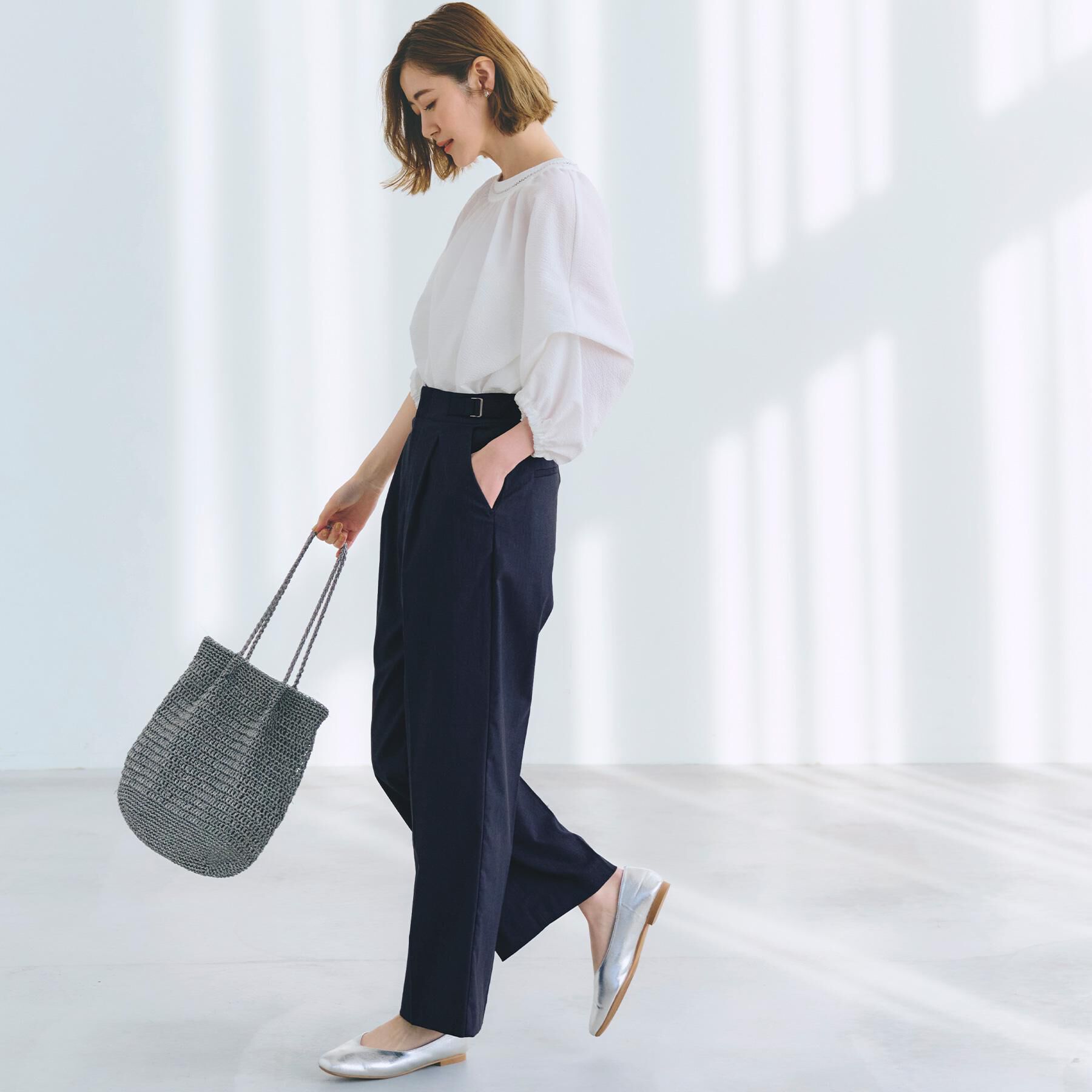 grove「ラメコードタックハンドルトート」|トートバッグ|