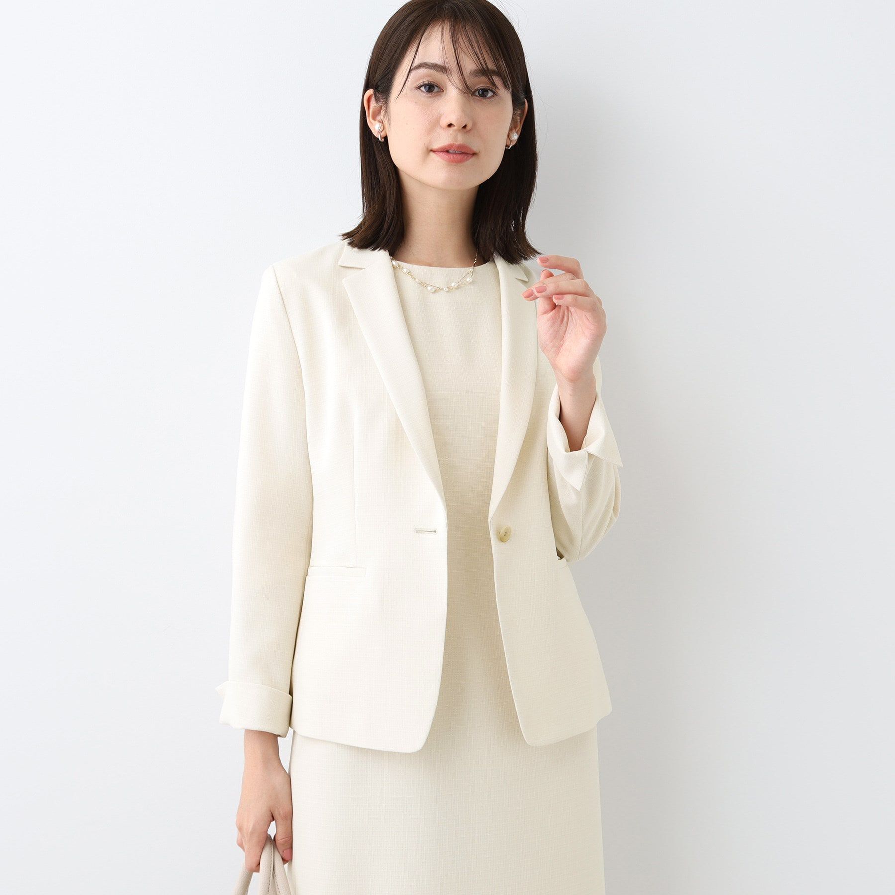 INDIVI「【洗える／スーツ】テーラードカラージャケット」|スーツ|アイボリー(004)